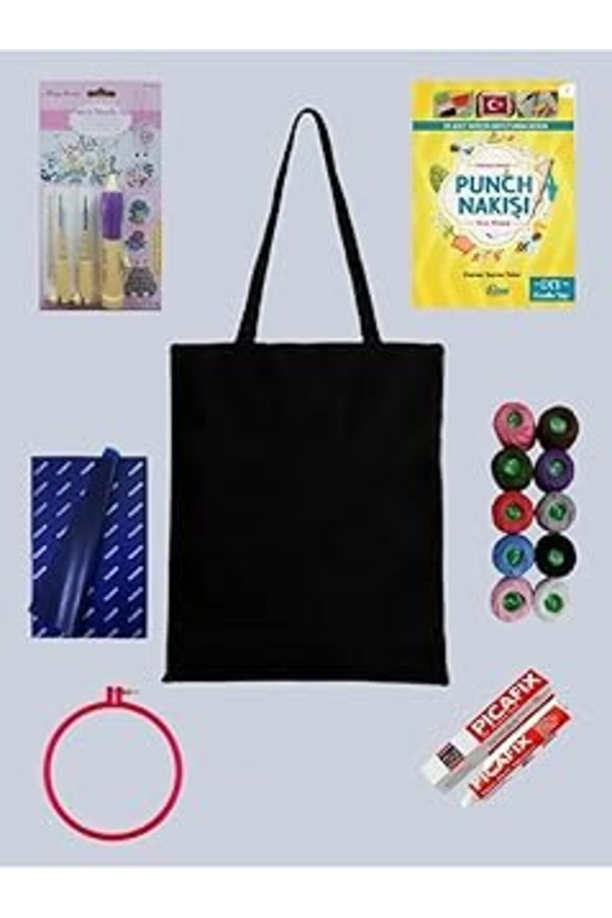 karadağsb Lilyhobbyland (1081) Punch-Panç Bez Kumaş (Duck) Çanta Nakış Seti Tüm Malzemeleri Ile Birlikte Renk