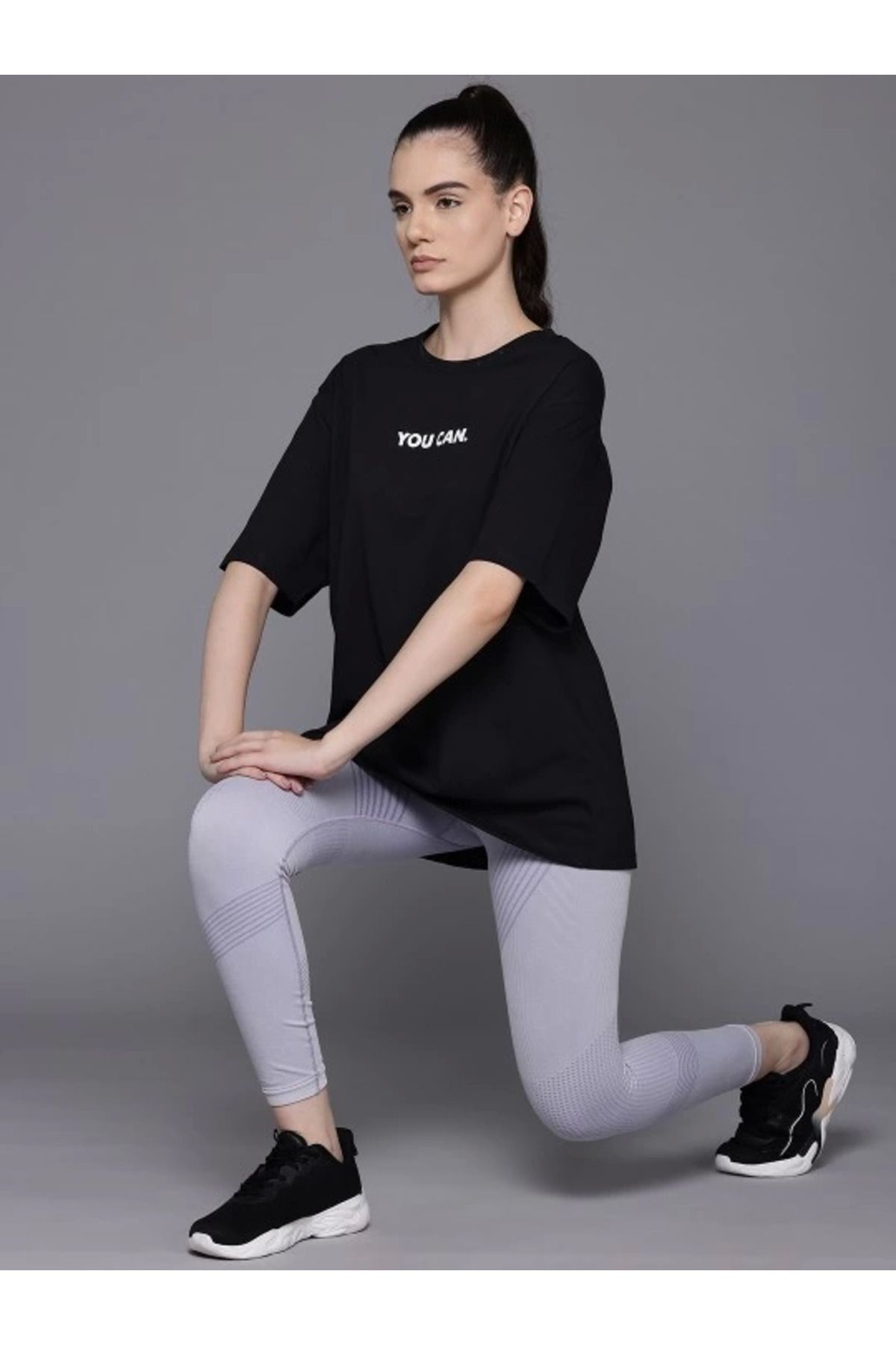 MHT STORE Baskılı Oversize T-shirt - Siyah