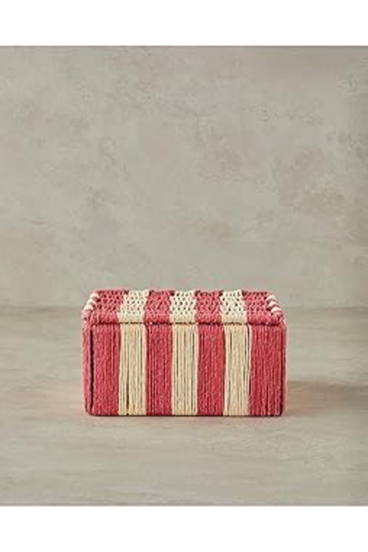 karadağsb English Home Colorful Striped Kağıt İp Dekoratif Kutu 18X18X8Cm Kırmızı