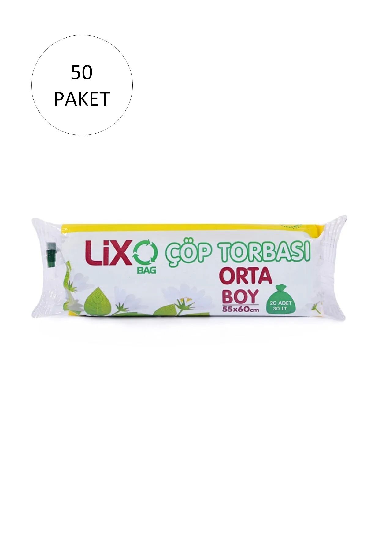 Nurum E Tİcaret Orta Boy Çöp Torbası 55 x 60 cm 20 Li Rulo x 50 Paket = 1.000 Adet (Mavi)