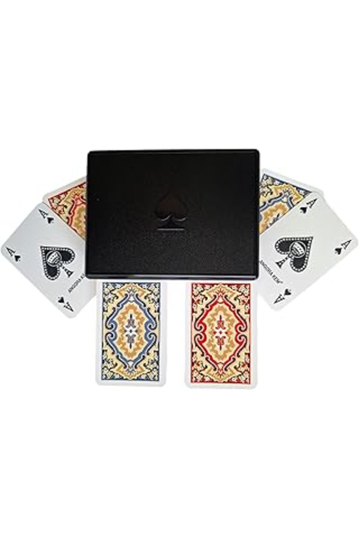 Pazarcan Msmeticaret Angora Kem Kutulu Plastik Iskambil Oyun Kartı Çift Deste - Plastic Playing Cards Doubl