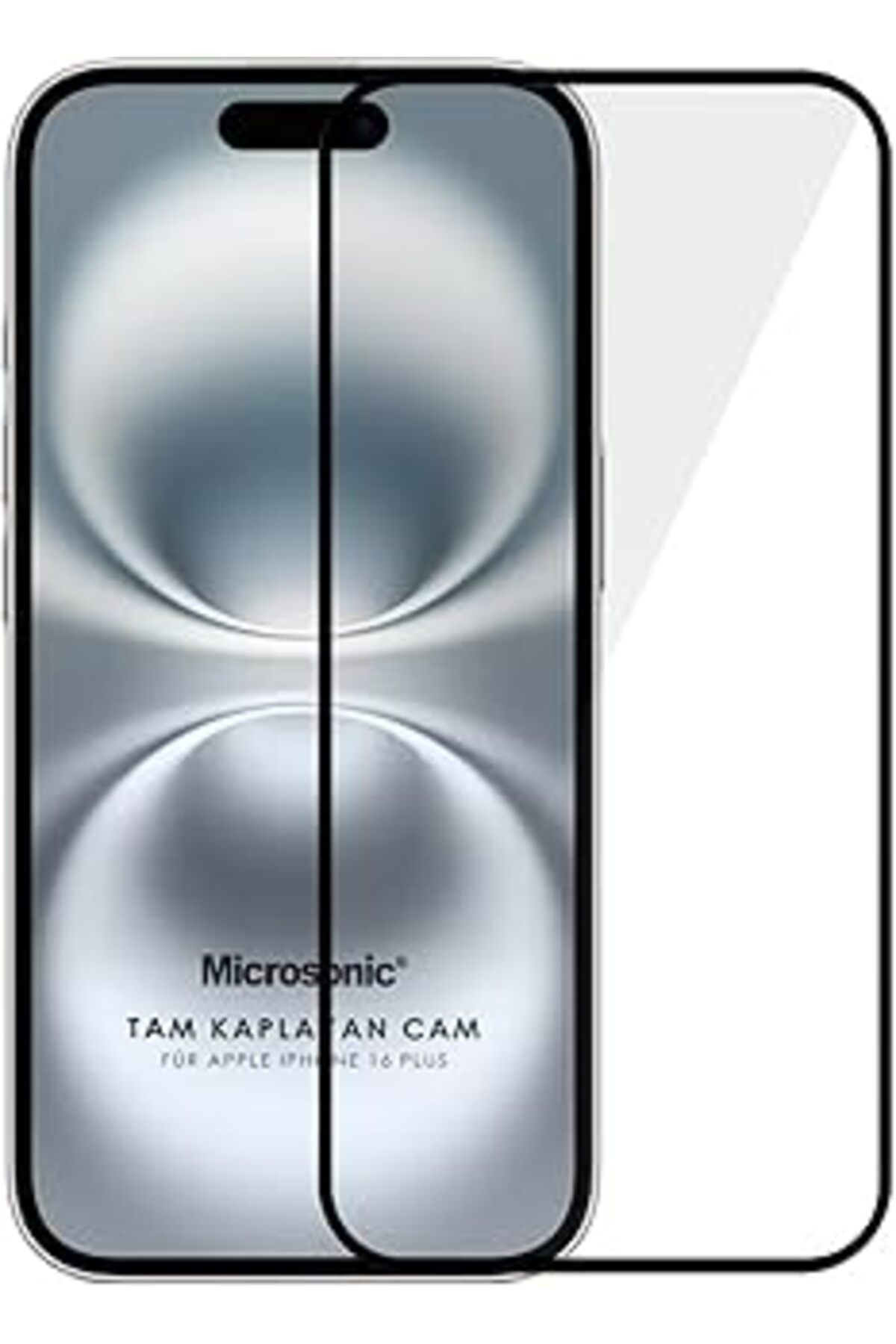 Pazarcan Microsonic Apple Iphone 16 Plus Tam Kaplayan Temperli Cam Ekran Koruyucu Siyah