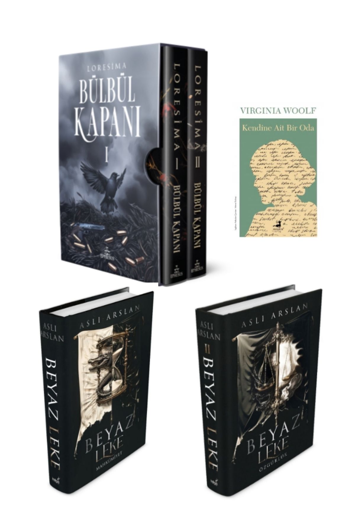 Ephesus Yayınları Beyaz Leke 1 ve 2, Bülbül Kapanı 1 ve 2 Ciltli Set Aslı Arslan ve Loresima 4 Kitap Ciltli Set