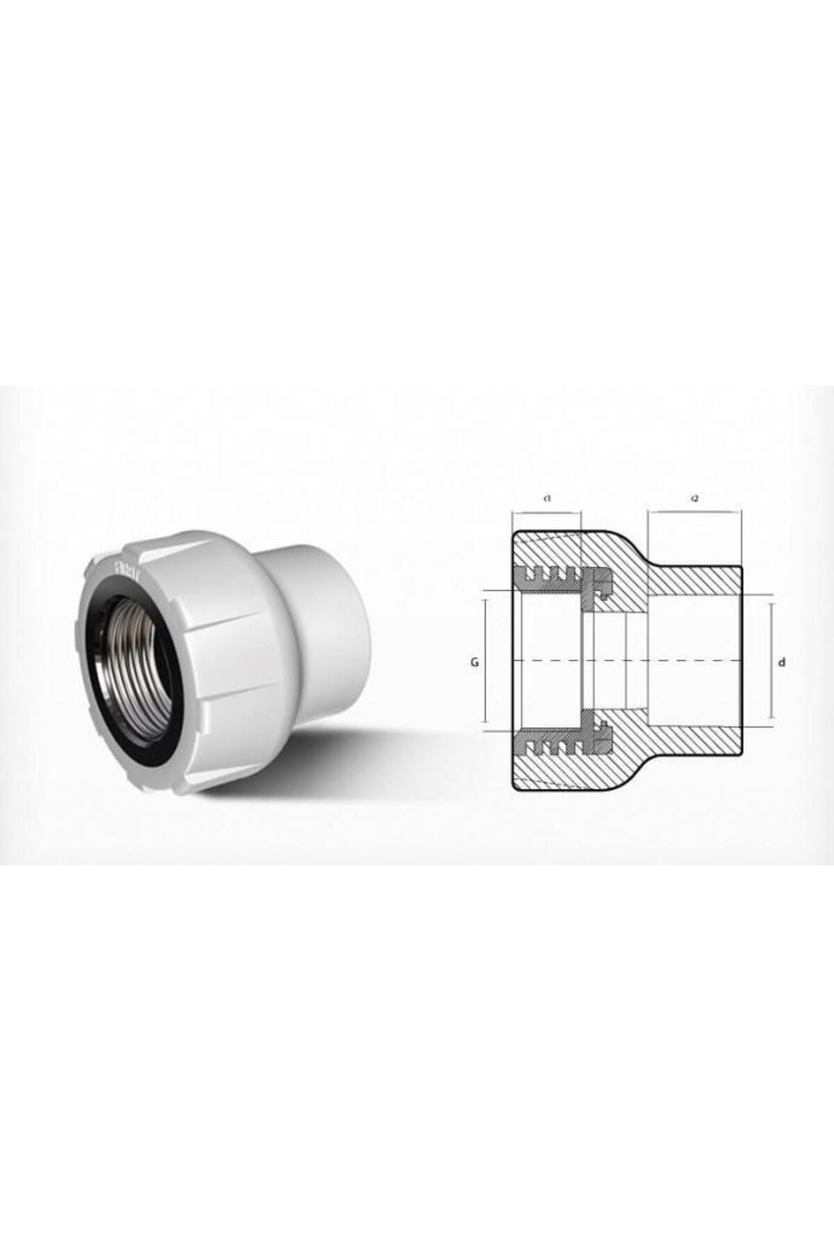 OEM Ege Yıldız PPRC 25X3/4 Dişi Adaptör Gri