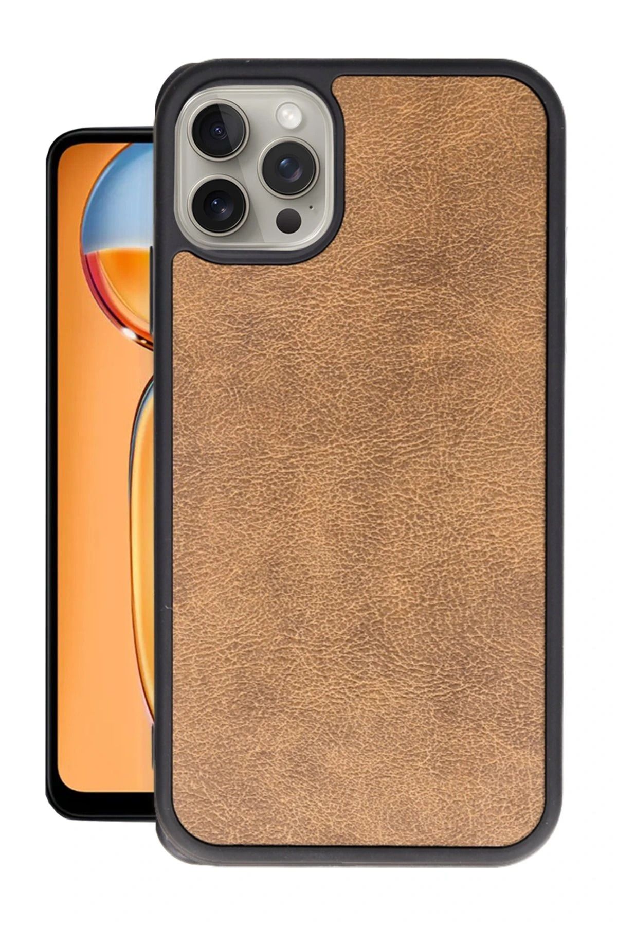 NewFace iPhone 14 Pro Kılıf Aras Deri Kapak - Taba YNSMR