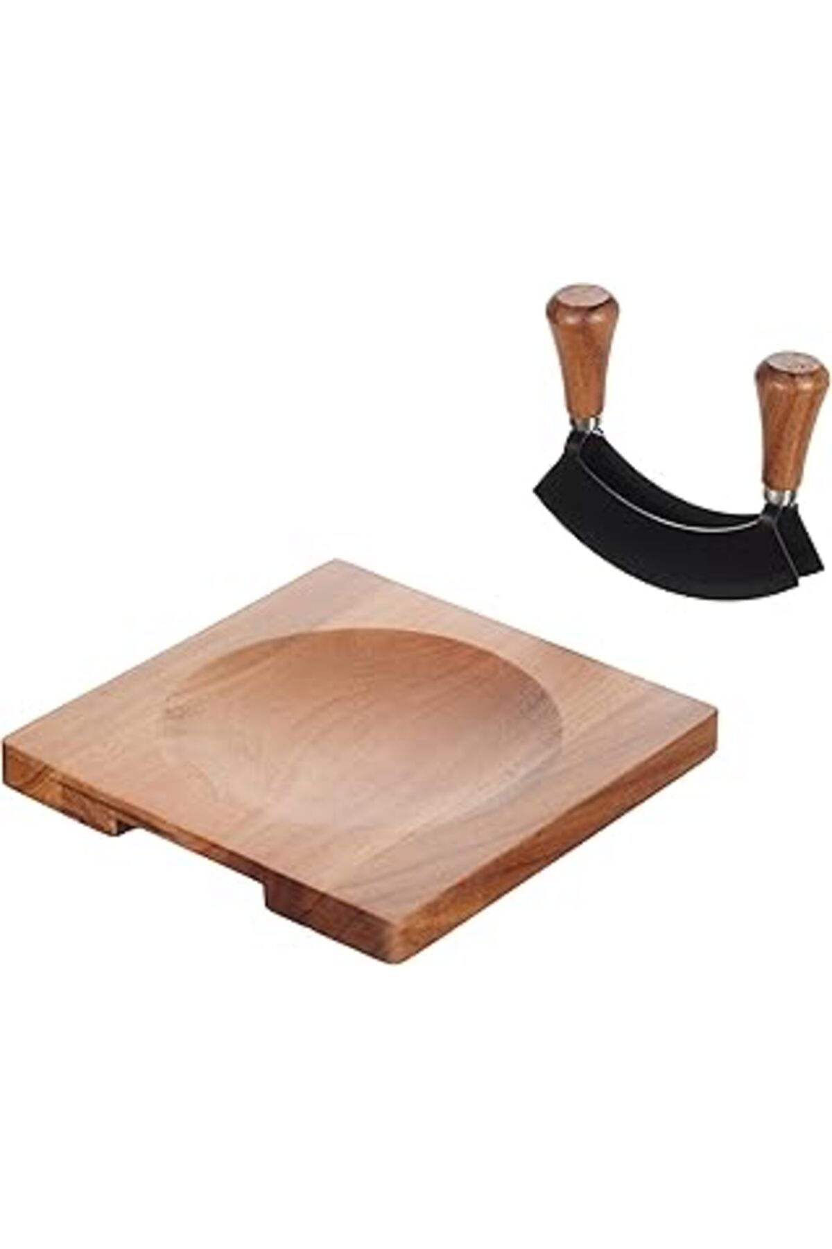 NZM TİCARET Agni Akasya Bıçaklı Kesme Tahtası 20x20 Cm