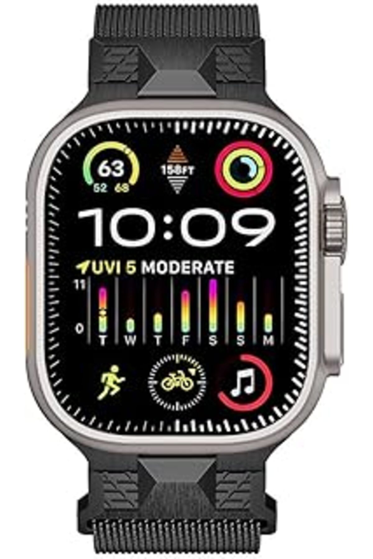 karadağsb Zore Apple İle Uyumlu Watch Ultra 49Mm Krd-107 Metal Hasır Kordon Siyah