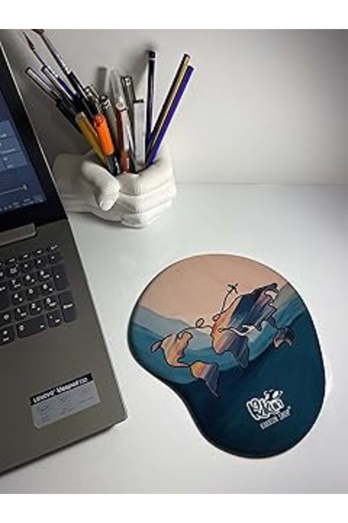 Mu Art Ahşap Rakkun Shop - Dünya Haritası Baskılı Bilek Destekli Mouse Pad