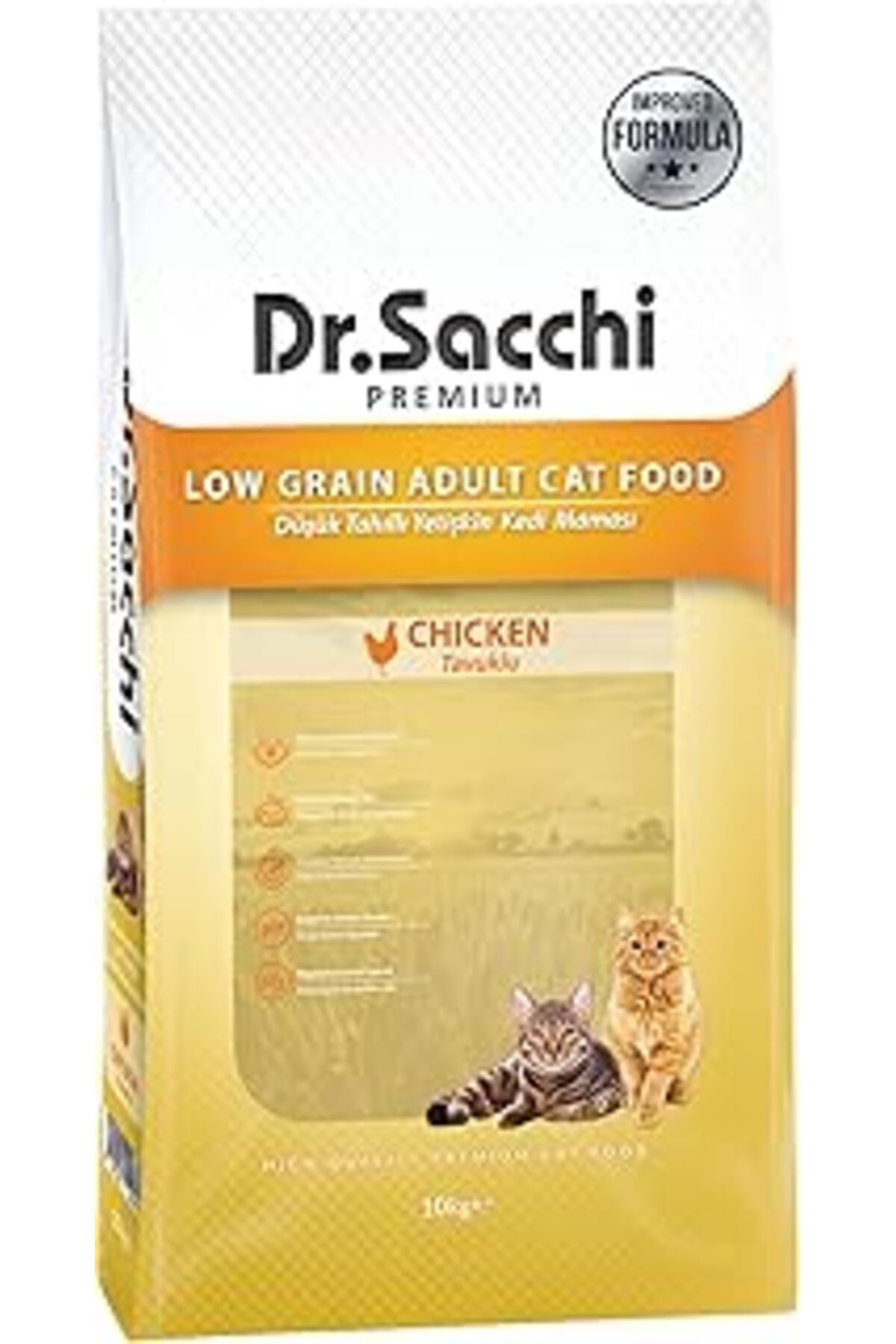 Pazarcan Dr.Sacchi Düşük Tahıllı Tavuklu Yetişkin Kedi Maması 10Kg
