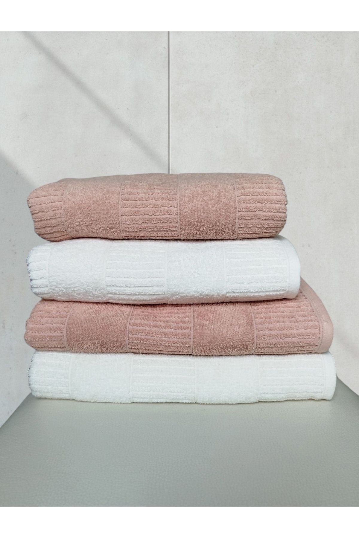 Nurpak Karya 2 Banyo Havlusu 90x150 cm ve 2 Yüz Havlusu 50x90 cm % 100 Pamuk