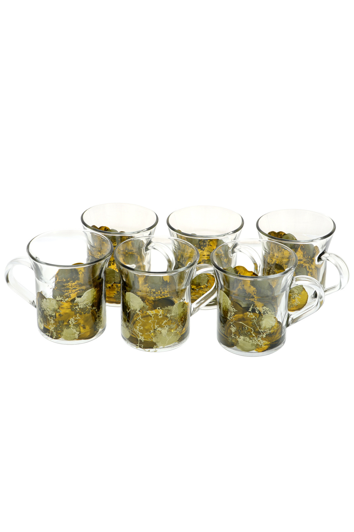 GiftExpress-Set of 6 brown painted coffee mugs 3
