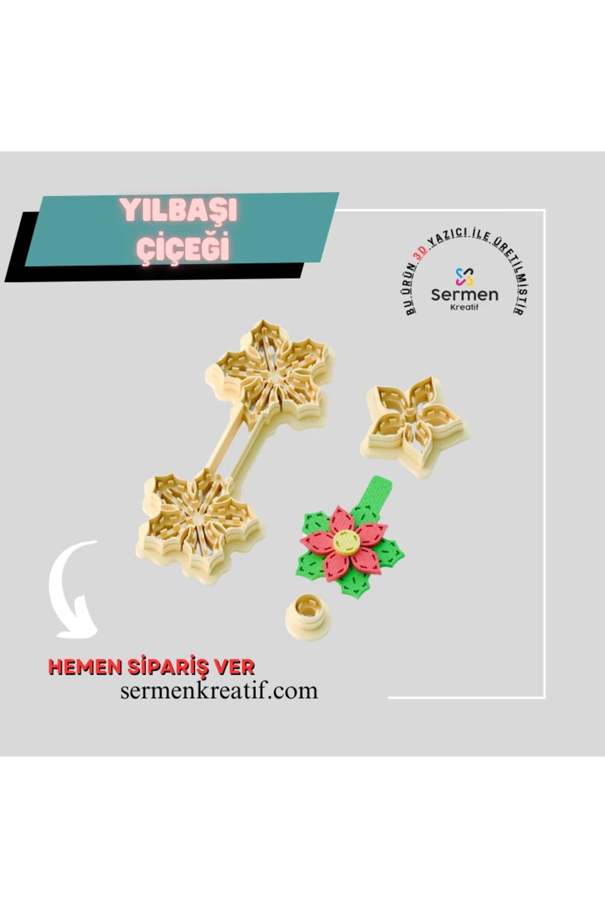 sermen kreatif Yılbaşı Çiçeği Polimer Kil Kesici