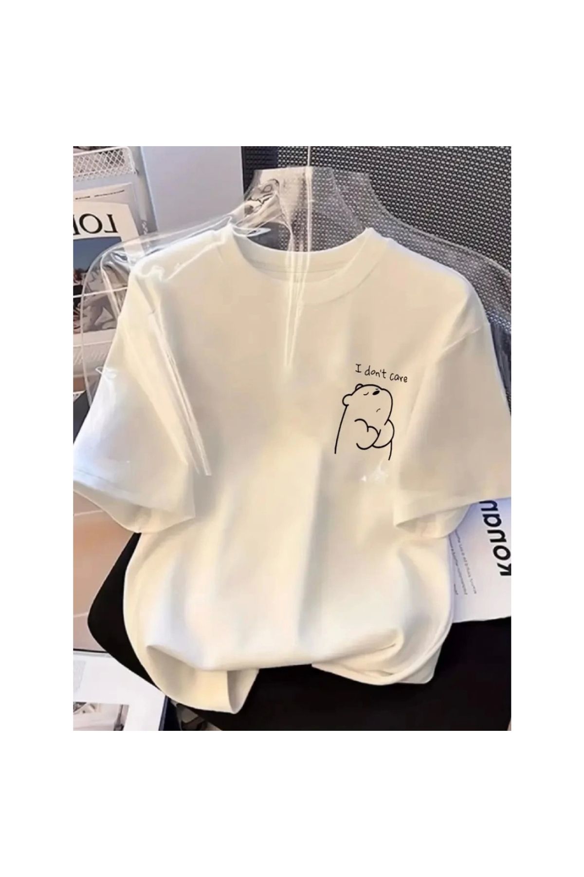 Marsilyan - Baskılı Oversize Bisiklet Yaka Tshirt