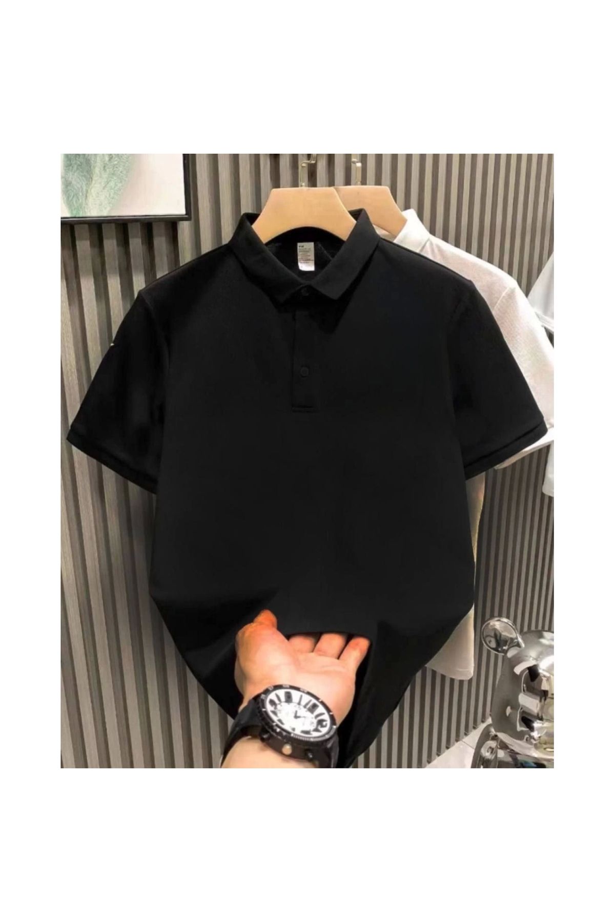 Marsilyan - Yakası Düğmeli Yakalı Pike Düz TShirt