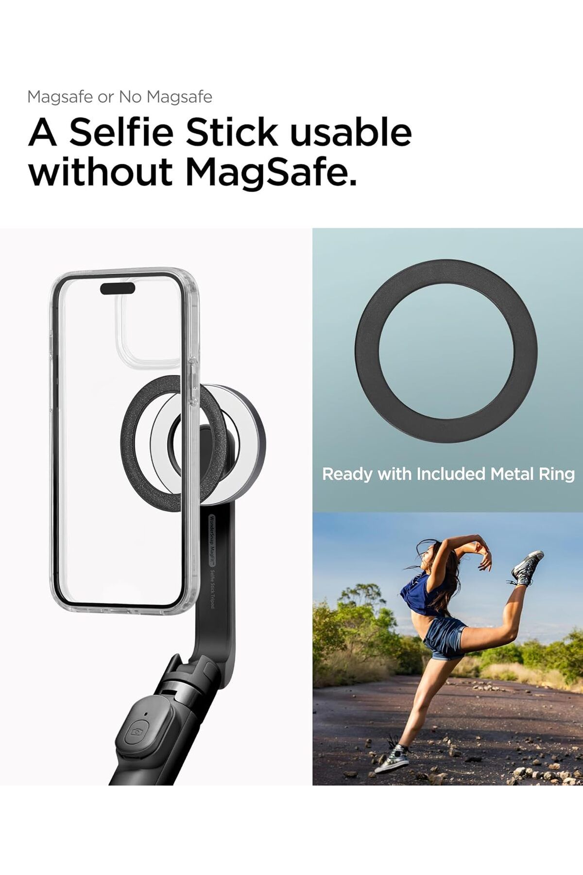 Spigen-MagSafe Selfie Stick Tripod Stand (MagFit) for iPhone 16 15 14 13 12 Pro Max & Android Black 2