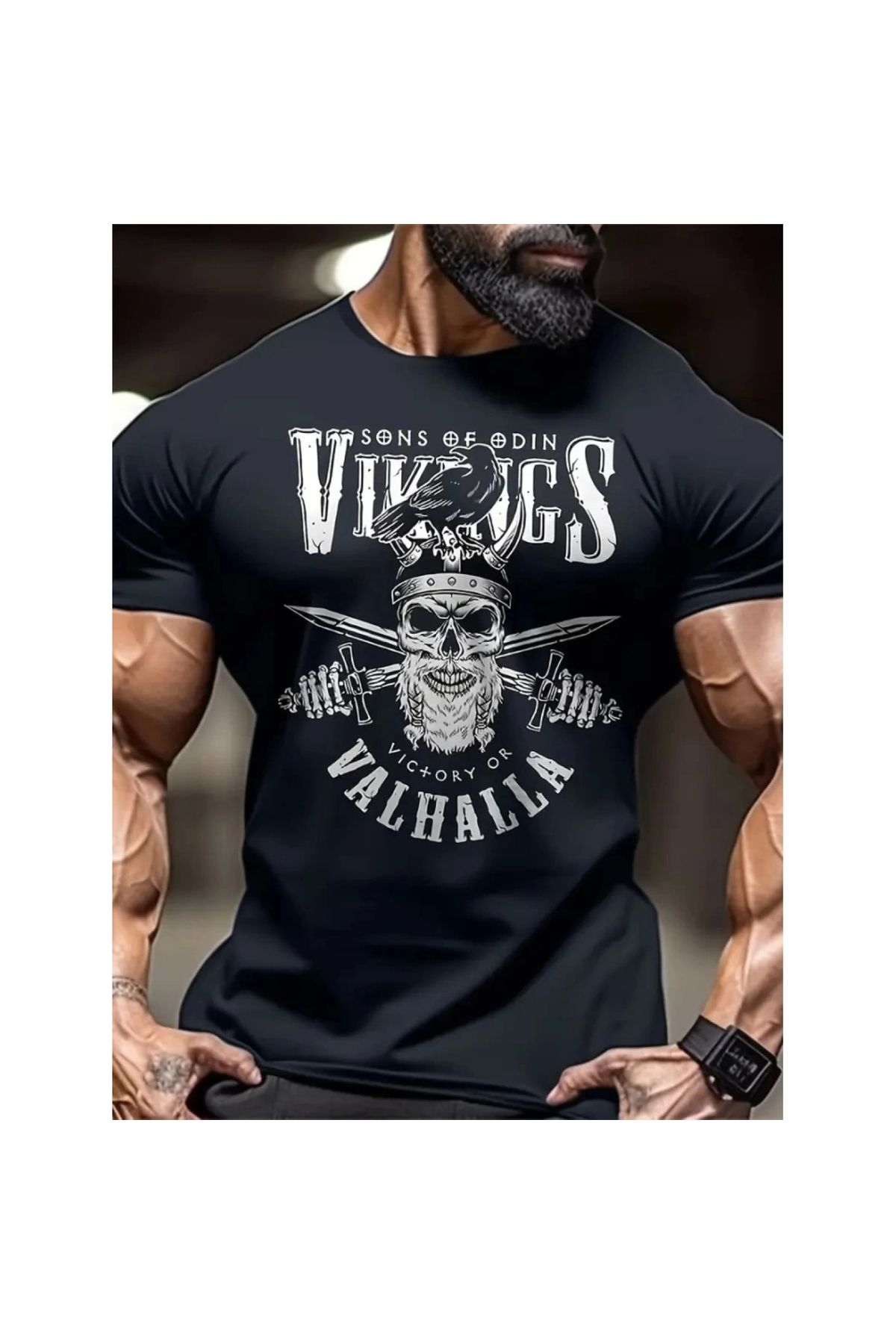 Marsilyan - Baskılı Oversize Bisiklet Yaka Tshirt