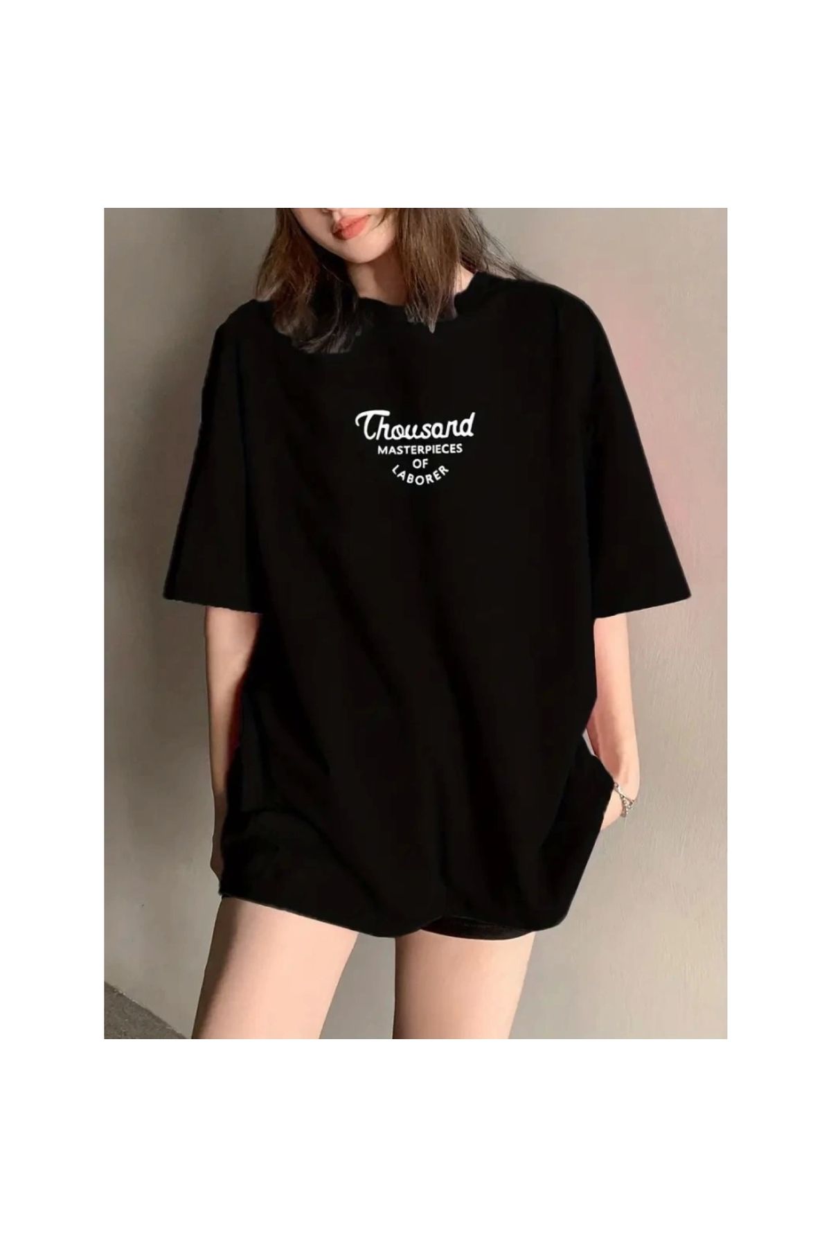 Marsilyan - Thousand Baskılı Oversize Bisiklet Yaka Tshirt