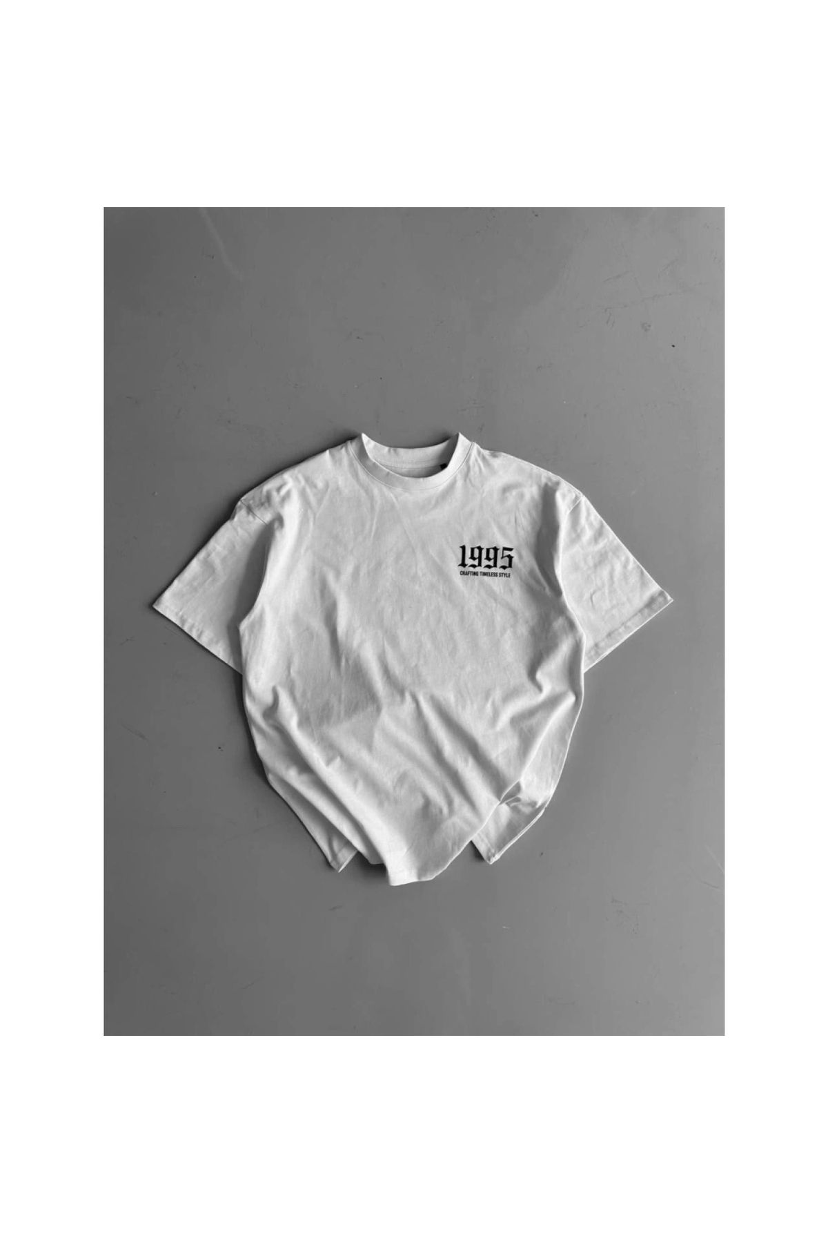 Marsilyan - Baskılı Oversize Bisiklet Yaka Tshirt
