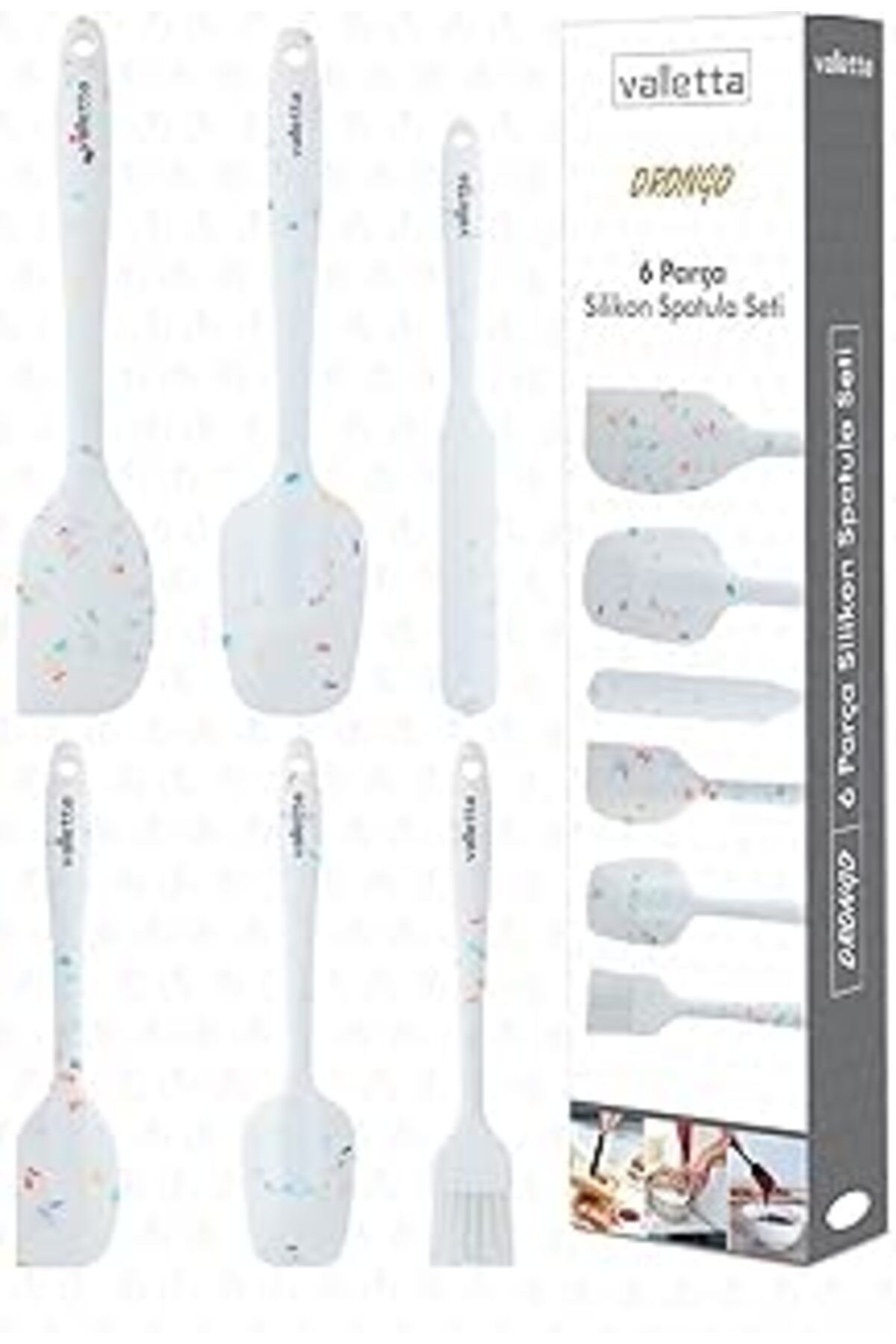 NETWORK ART VALLETTA DRONGO 6'LI SPATULA SET BEYAZ RENKLİ NOKTALI