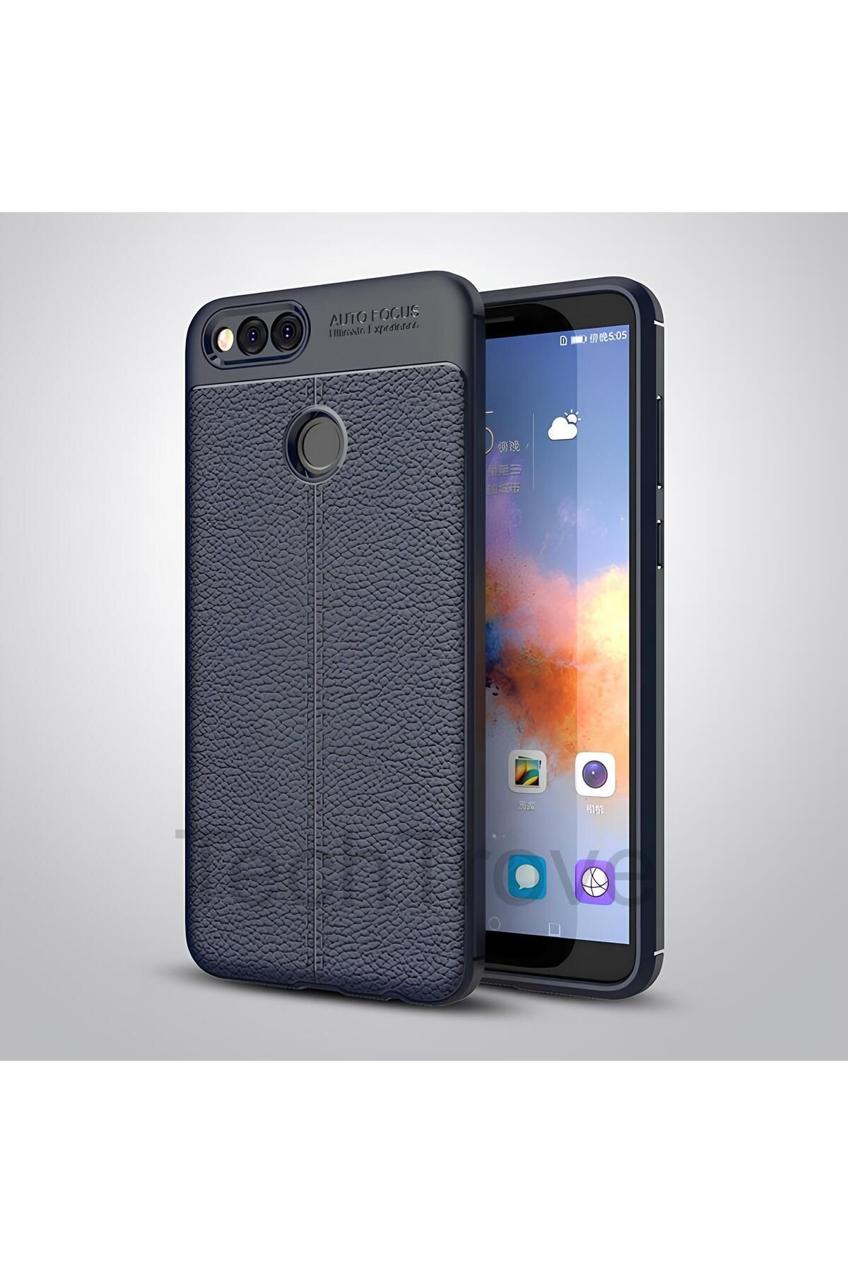 TechTrove Huawei Honor 7X Kılıf Deri Extra Korumalı Slikon Kapak