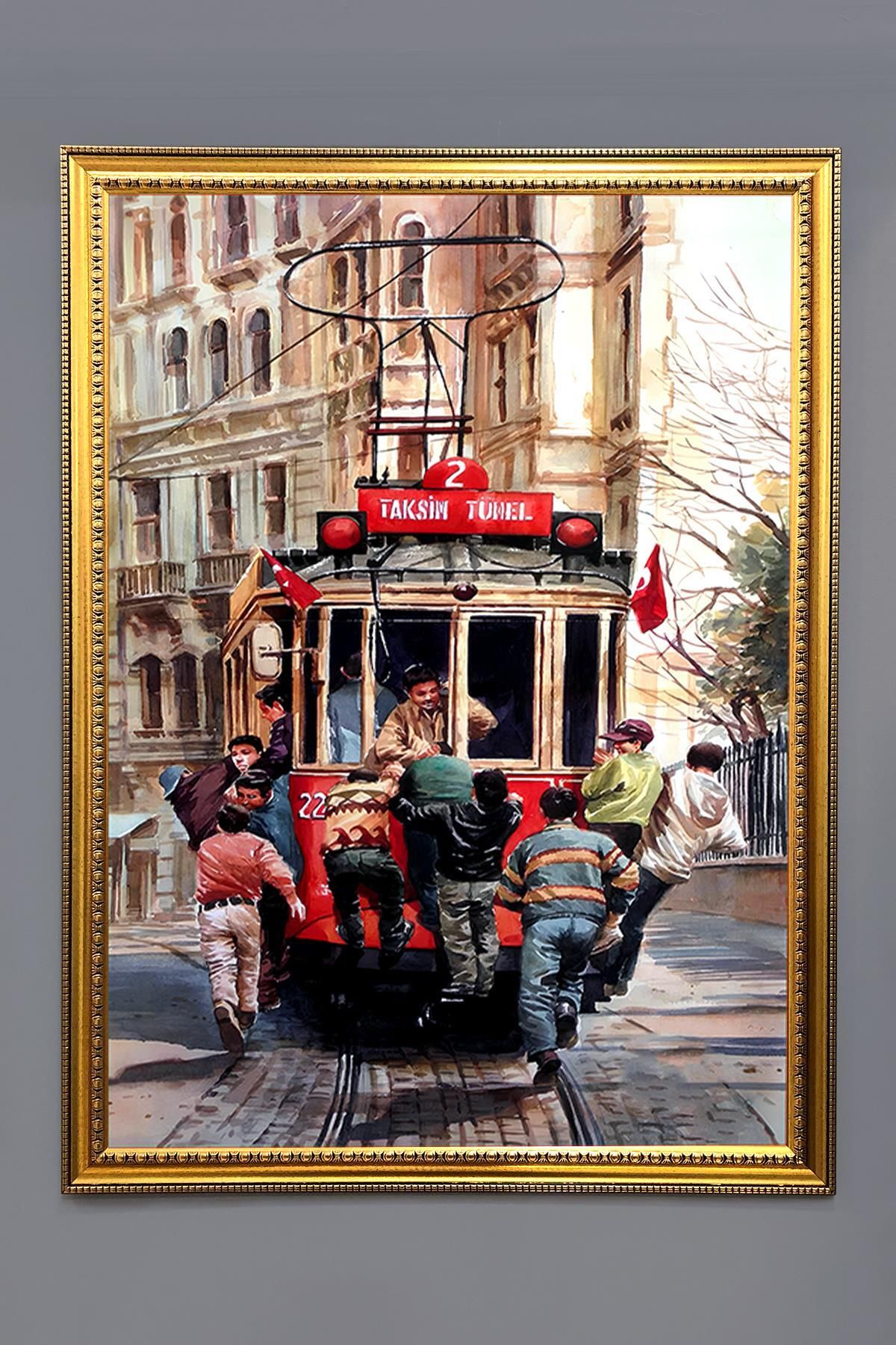 Doruklar Home Collection İstiklal Caddesi Tramvay Desenli Çerçeveli Duvar Tablosu 50x70cm İstanbul07