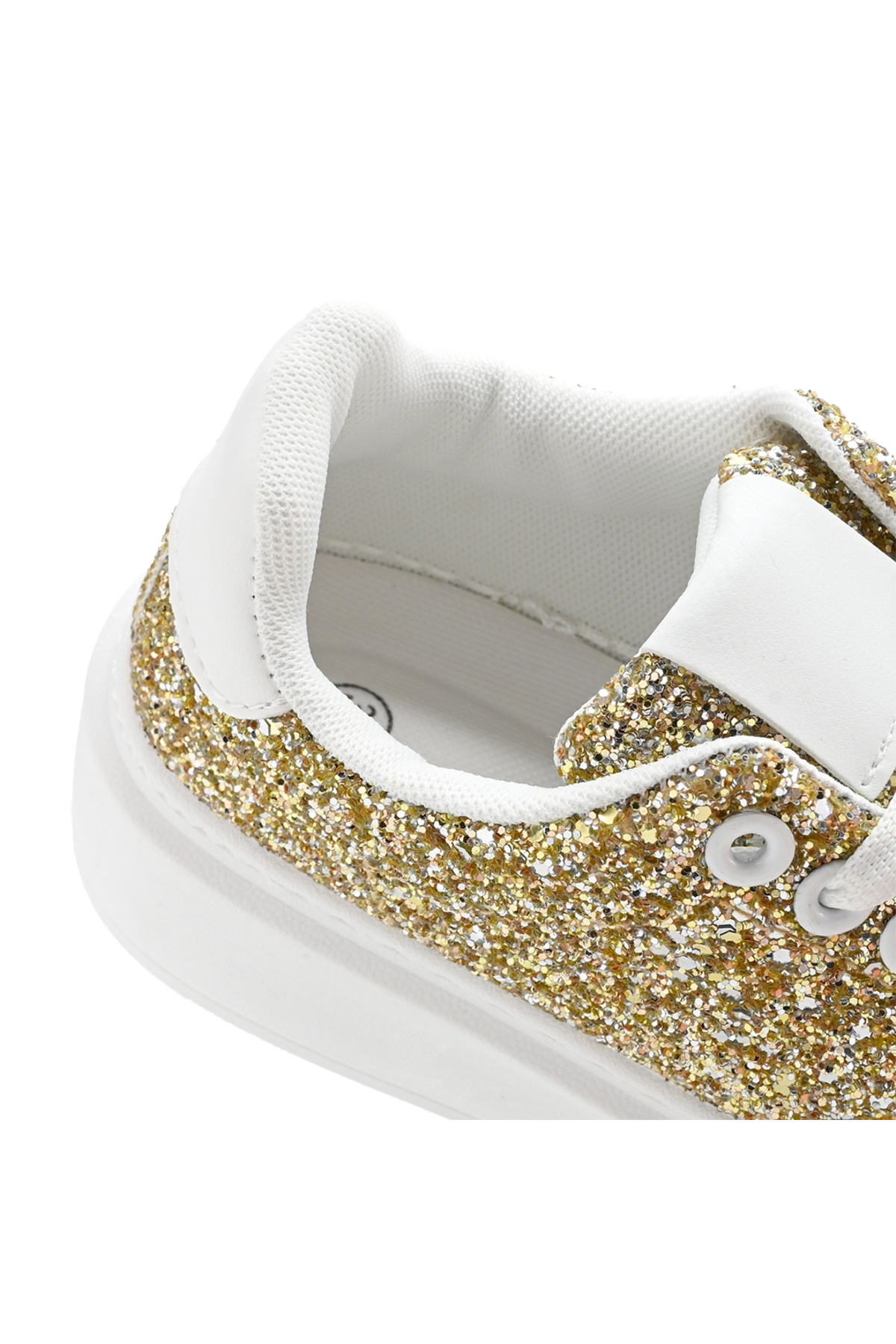 Tmall-Women's High-top Sneakers, Made Of Eco-leather, Glitter, D1318, Light Gold 3