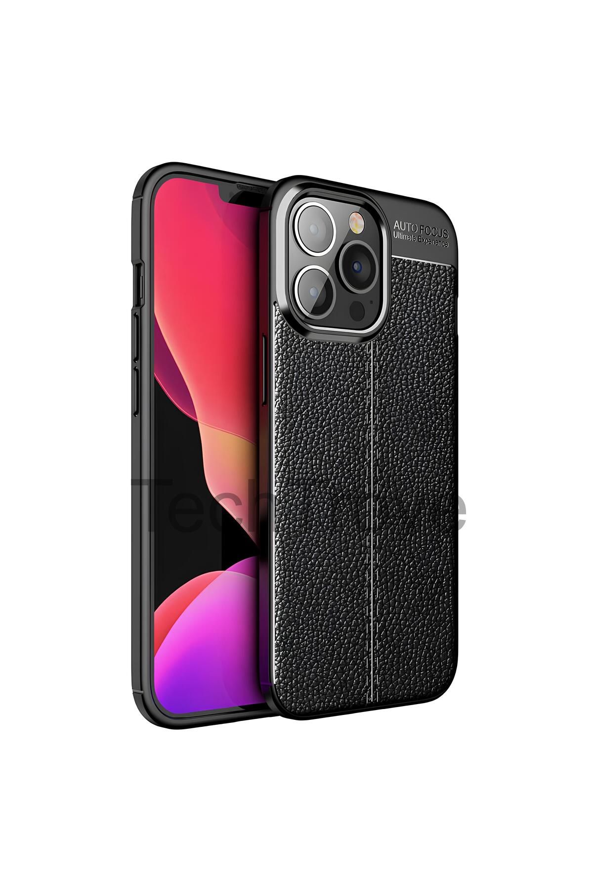 TechTrove Apple iPhone 14 Pro Max Kılıf Deri Extra Korumalı Slikon Kapak