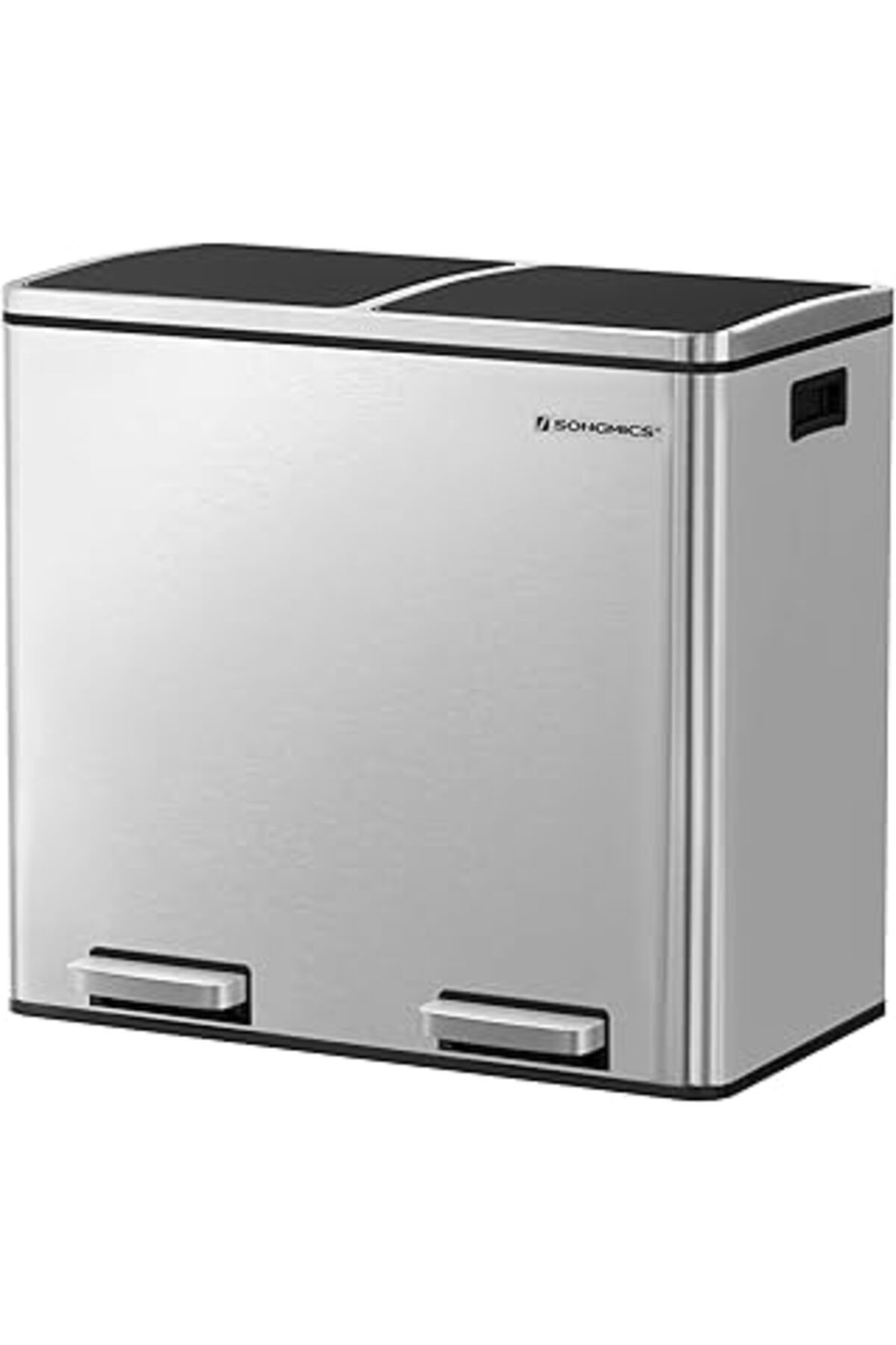 robotrend Songmics 2 Bölmeli Atık Ayırma Sistemli Pedallı Çöp Kovası, Atık Kovası, Mutfak İçin, 2 X 24 L, Yum