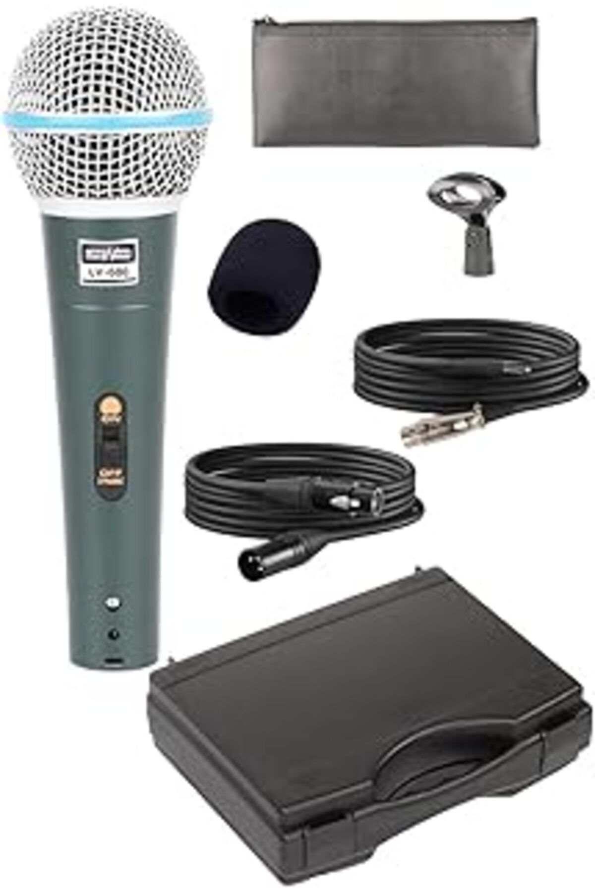 Karachil Lastvoice Lv-680 Profesyonel Dinamik El Mikrofonu (Çift Kablo Sünger Çanta Tutacak)