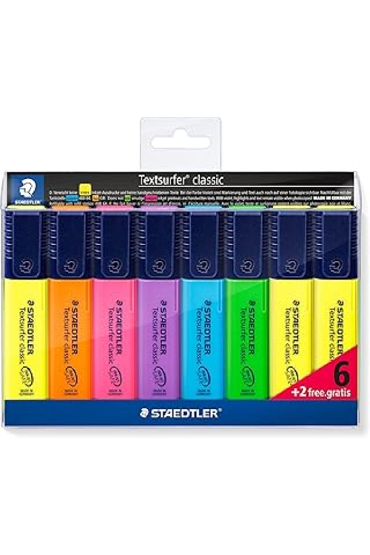 NETWORK ART Staedtler 364-A WP8 Textsurfer Classic Fosforlu Kalem 8'Li Blister (6 Renk + 2 Renk Bedelsiz)