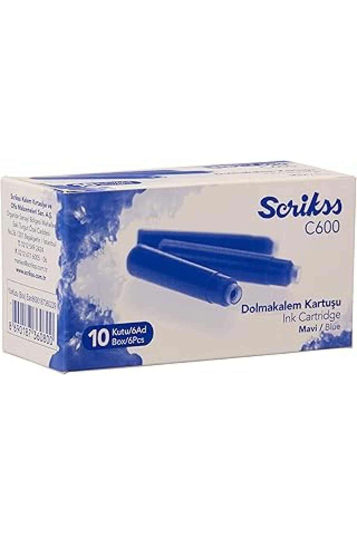 Mu Art Scrikss Kartuş Dolma Kalem Kartuşu 6'Lı Blister 10'Lu Paket Mavi