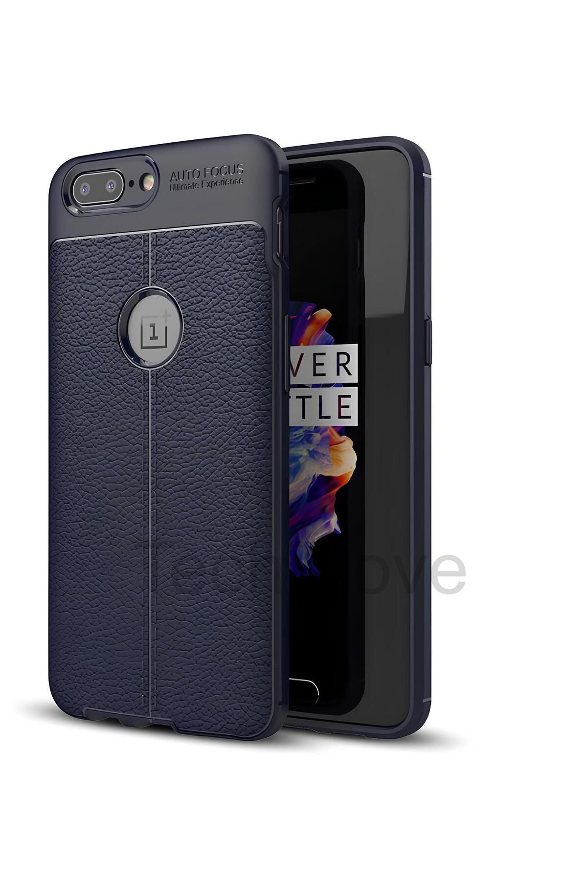 TechTrove One Plus 5 Kılıf Deri Extra Korumalı Slikon Kapak