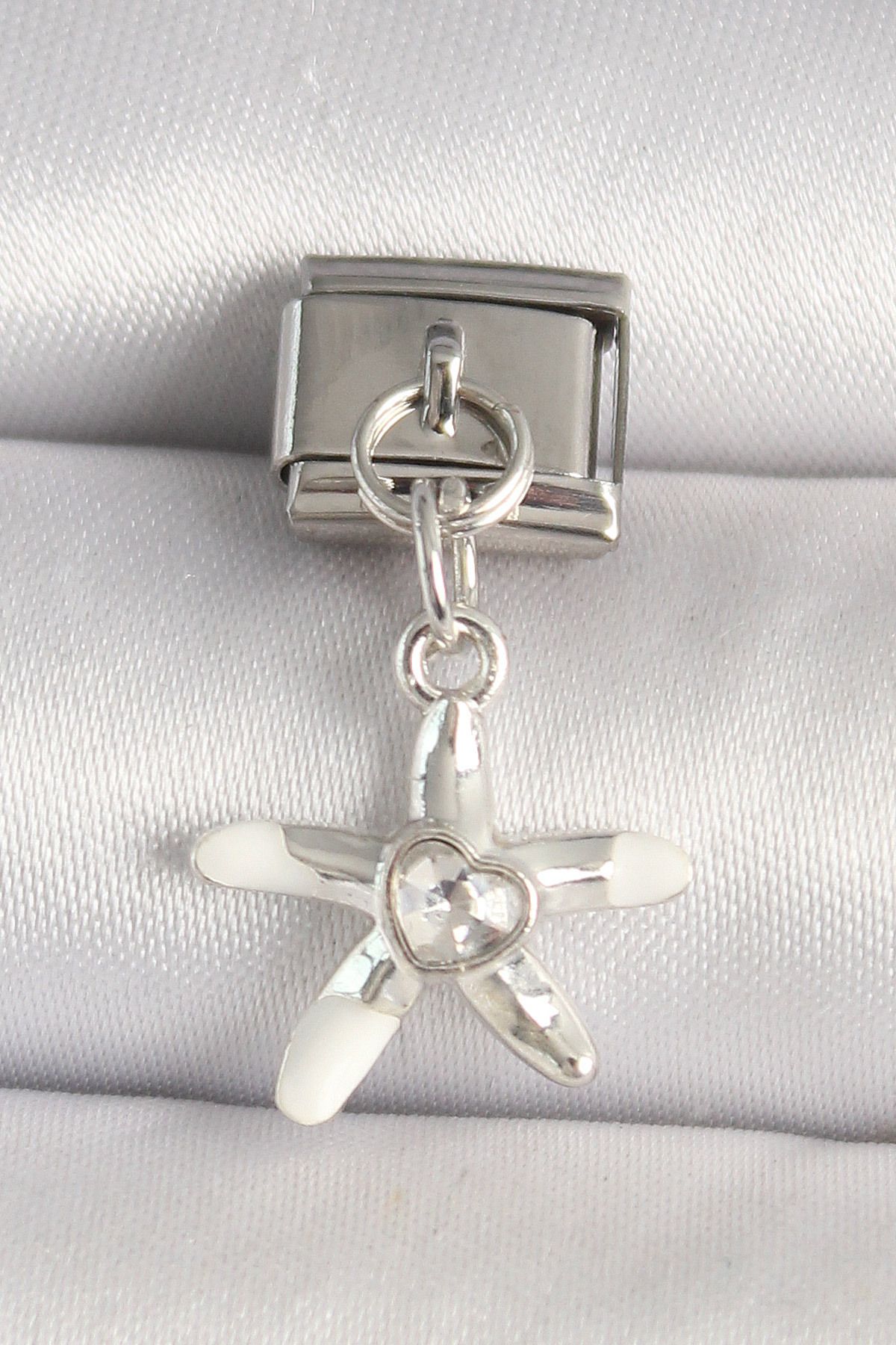 callerrons accessories Gümüş Renk Zirkon Taşlı Deniz Yıldız Model Kalp Detay Nomination Charm - EBJ250501W32888