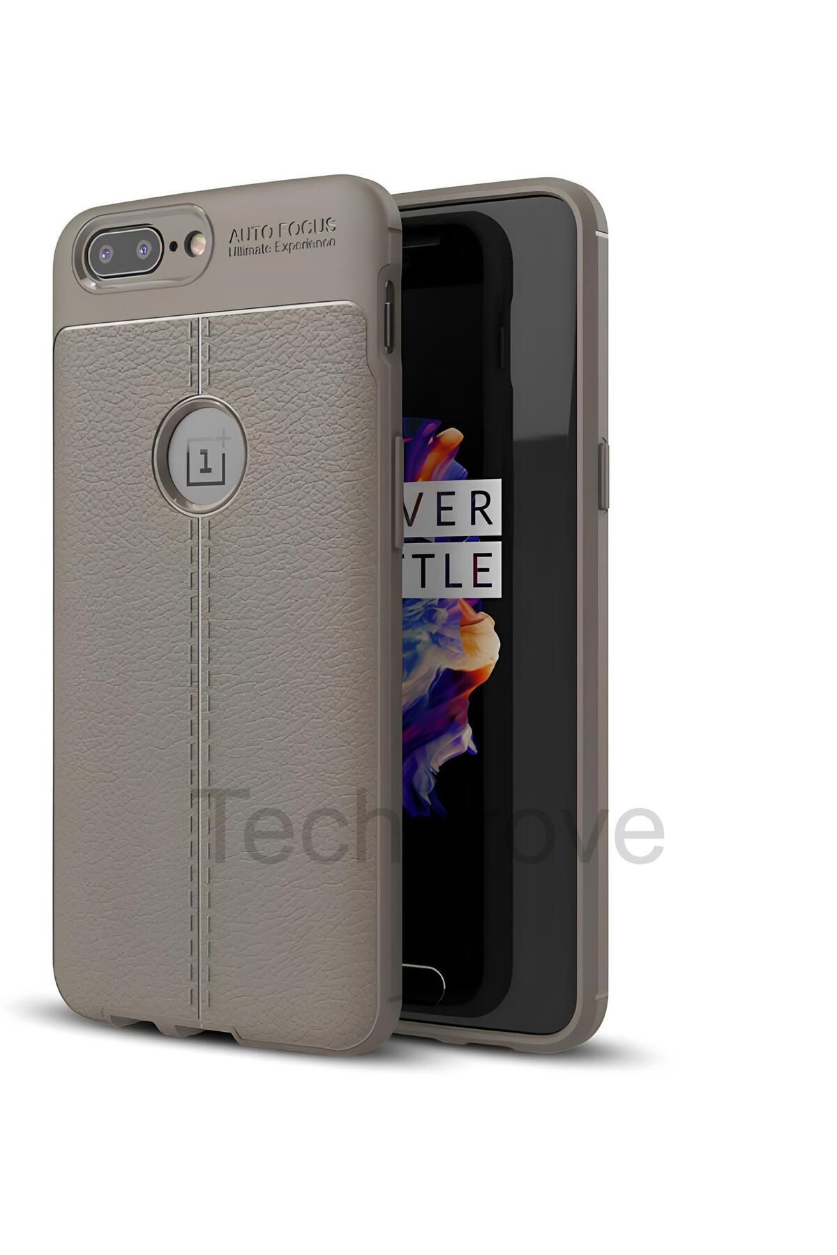 TechTrove One Plus 5 Kılıf Deri Extra Korumalı Slikon Kapak