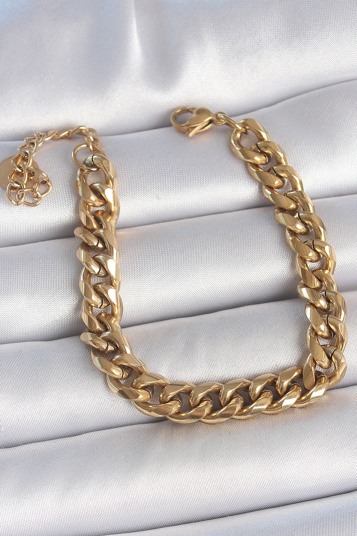 callerrons accessories Gold Renk Kalın Zincir Model Kadın Bileklik - EBJ250501W33556