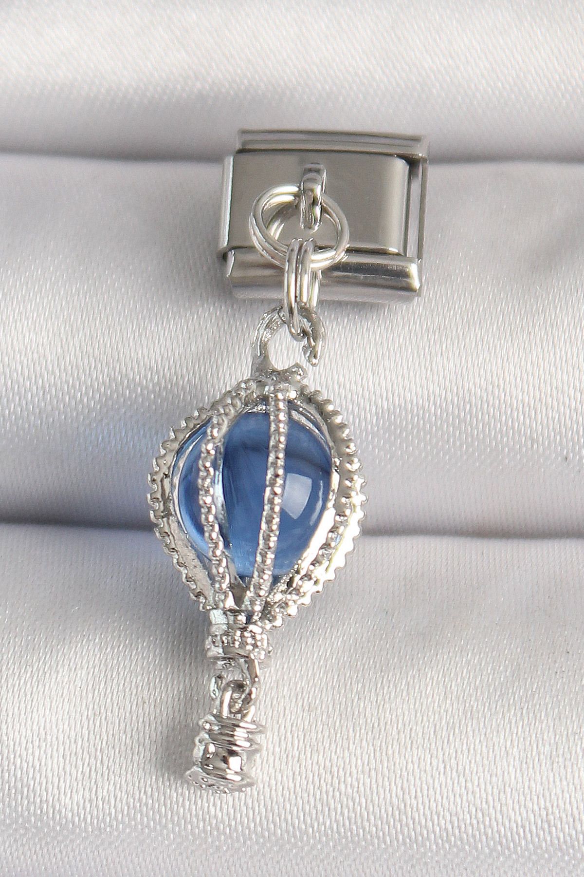 callerrons accessories Gümüş Renk Mavi Balon Model Nomination Charm - EBJ250501W32857