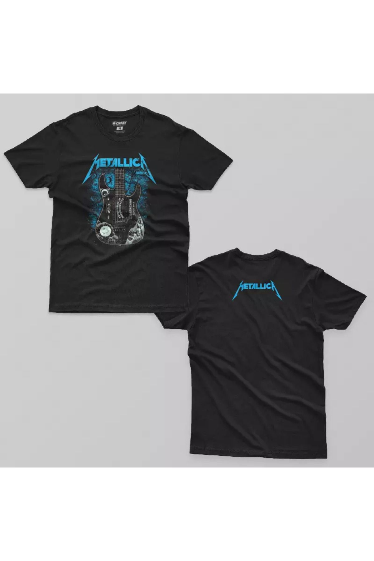 Crazy Metallica Kirk Ouija Board Blue Guitar Rock Erkek Tişört