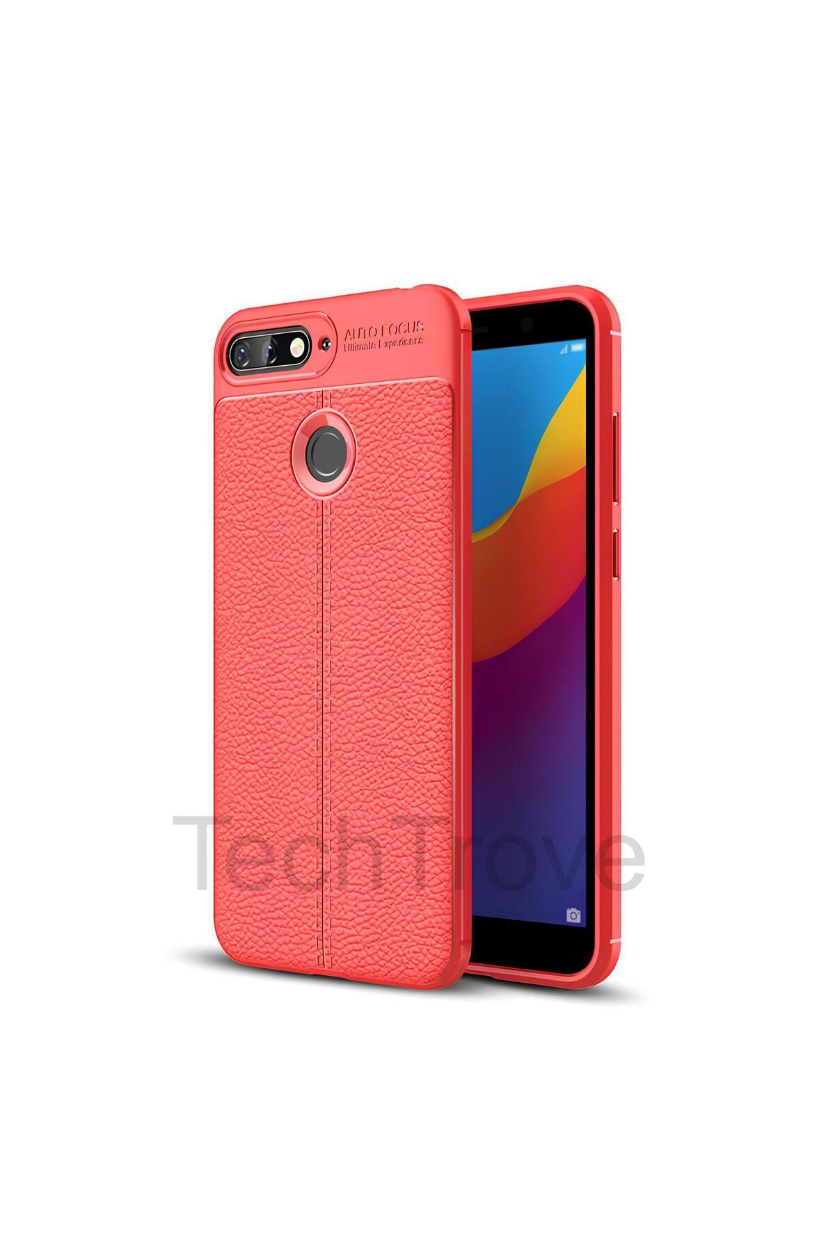TechTrove Huawei Y7 2018 Kılıf Deri Extra Korumalı Slikon Kapak