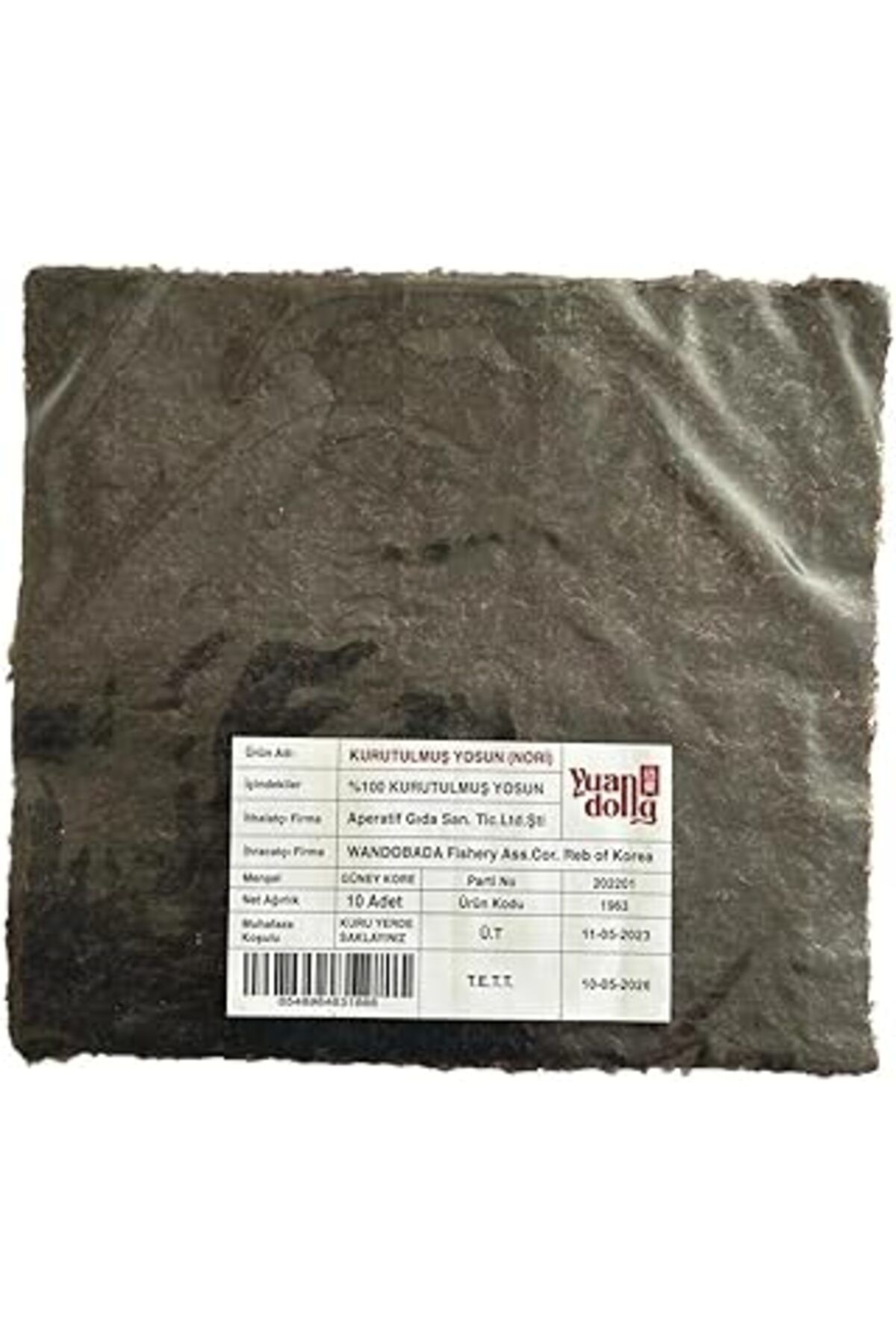DENİZBİLİŞİM Yuandong 10 Yaprak Yosun, Sushi Nori, Kimbab, Suşi Yosunu, Uzakdoğu Mutfağı, Yaki Nori