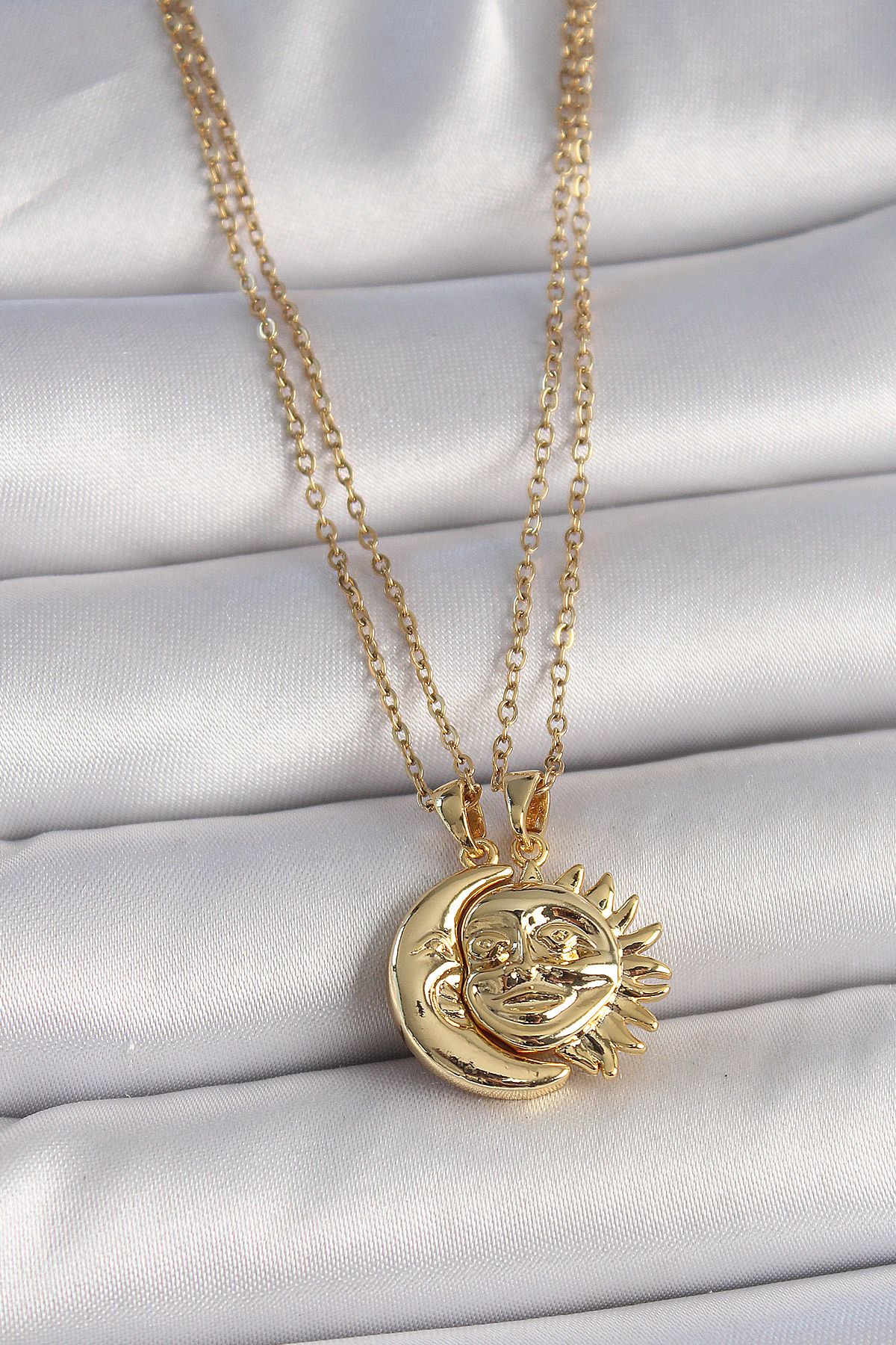 callerrons accessories Gold Renk Ay Güneş Model Arkadaşlık Kadın Kolye - EBJ250501W33565