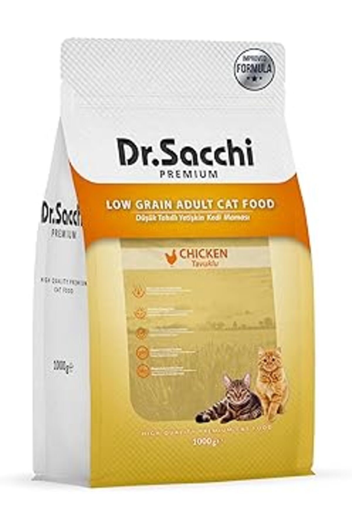 karadağsb Dr.Sacchi Premium Düşük Tahıllı Tavuklu Yetişkin Kedi Maması 1 Kg