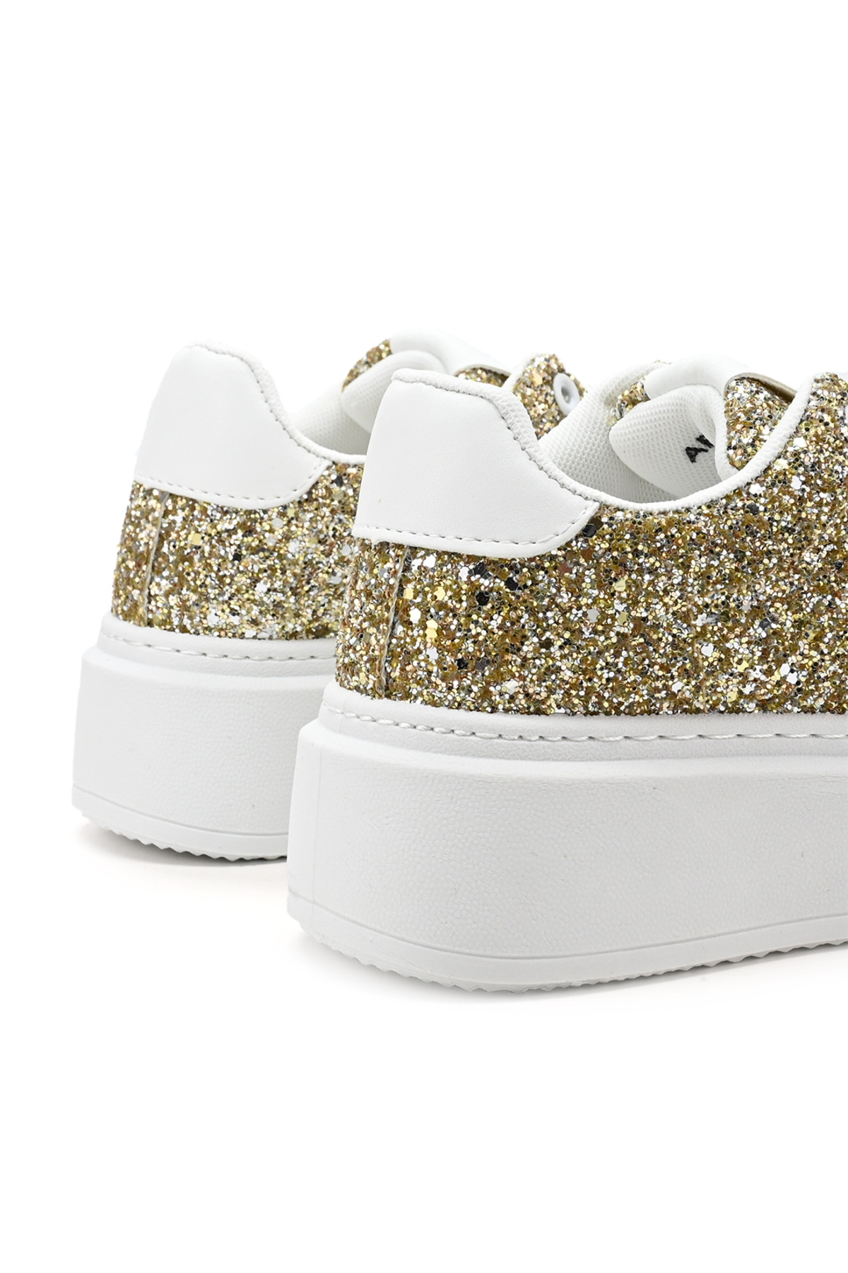 Tmall-Women's High-top Sneakers, Made Of Eco-leather, Glitter, D1318, Light Gold 5