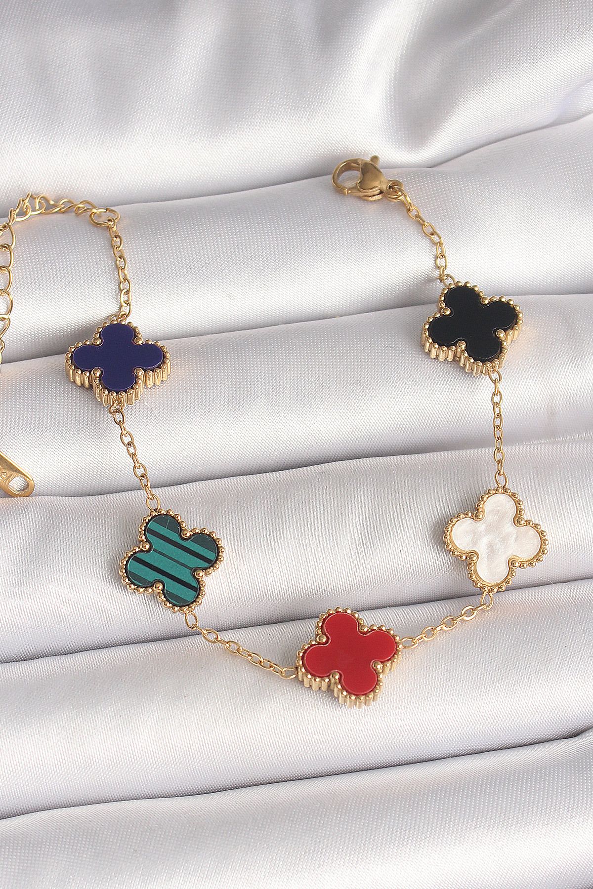 callerrons accessories Gold Renk Renkli Yonca Model Kadın Bileklik - EBJ250501W32800