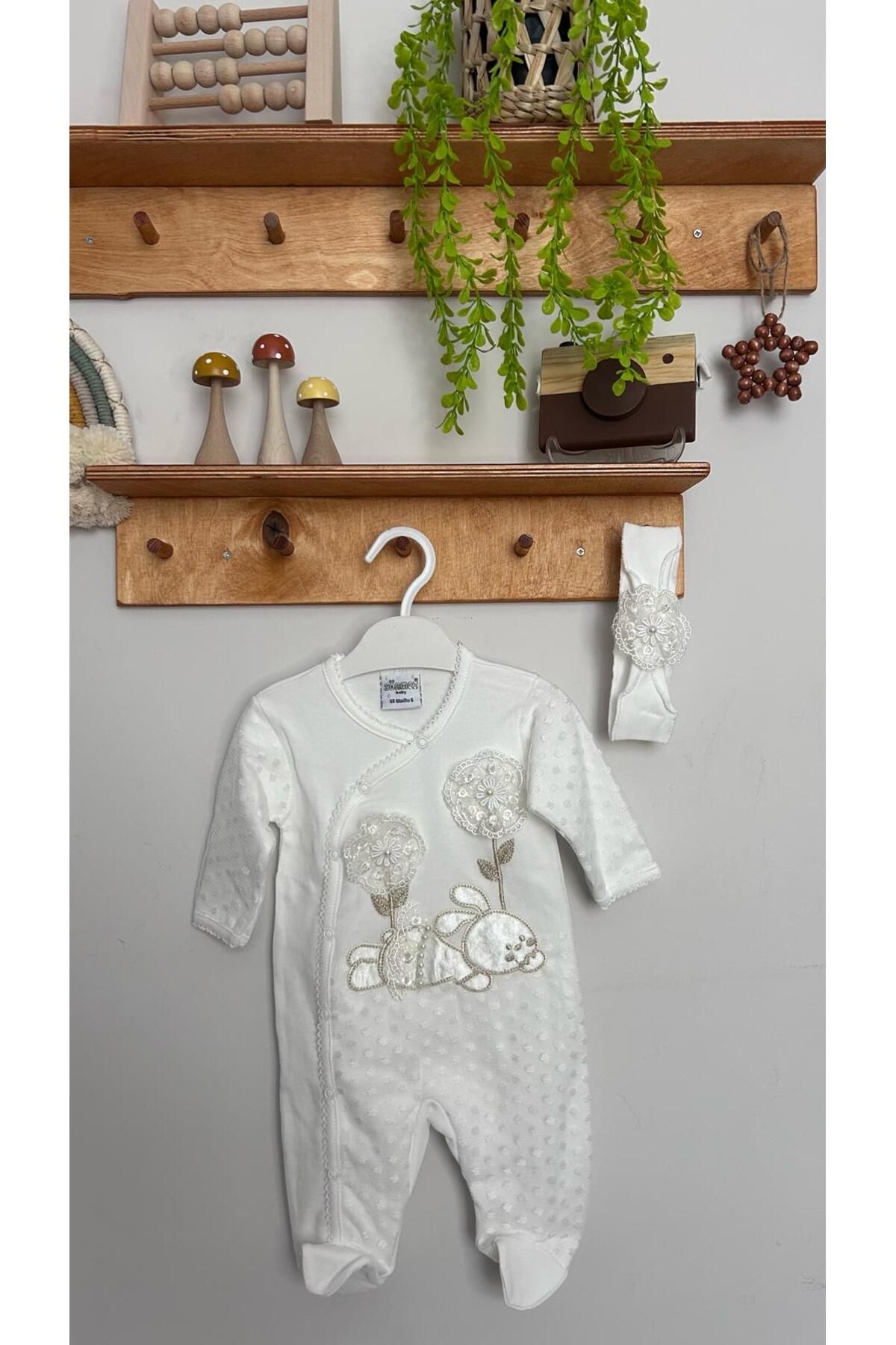 Rila Collection Bebek Kız Tavşanlı Dantelli 2'Li Tulum Seti