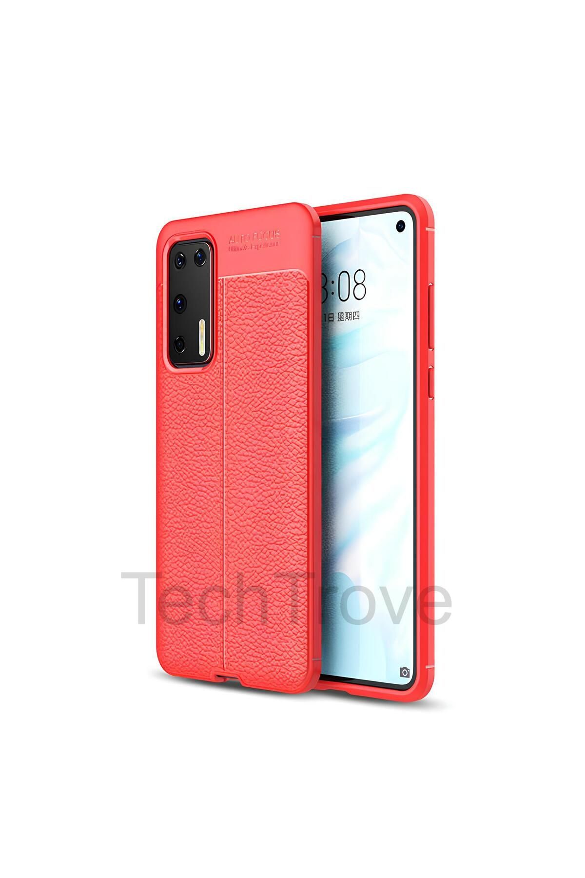 TechTrove Huawei P40 Kılıf Deri Extra Korumalı Slikon Kapak