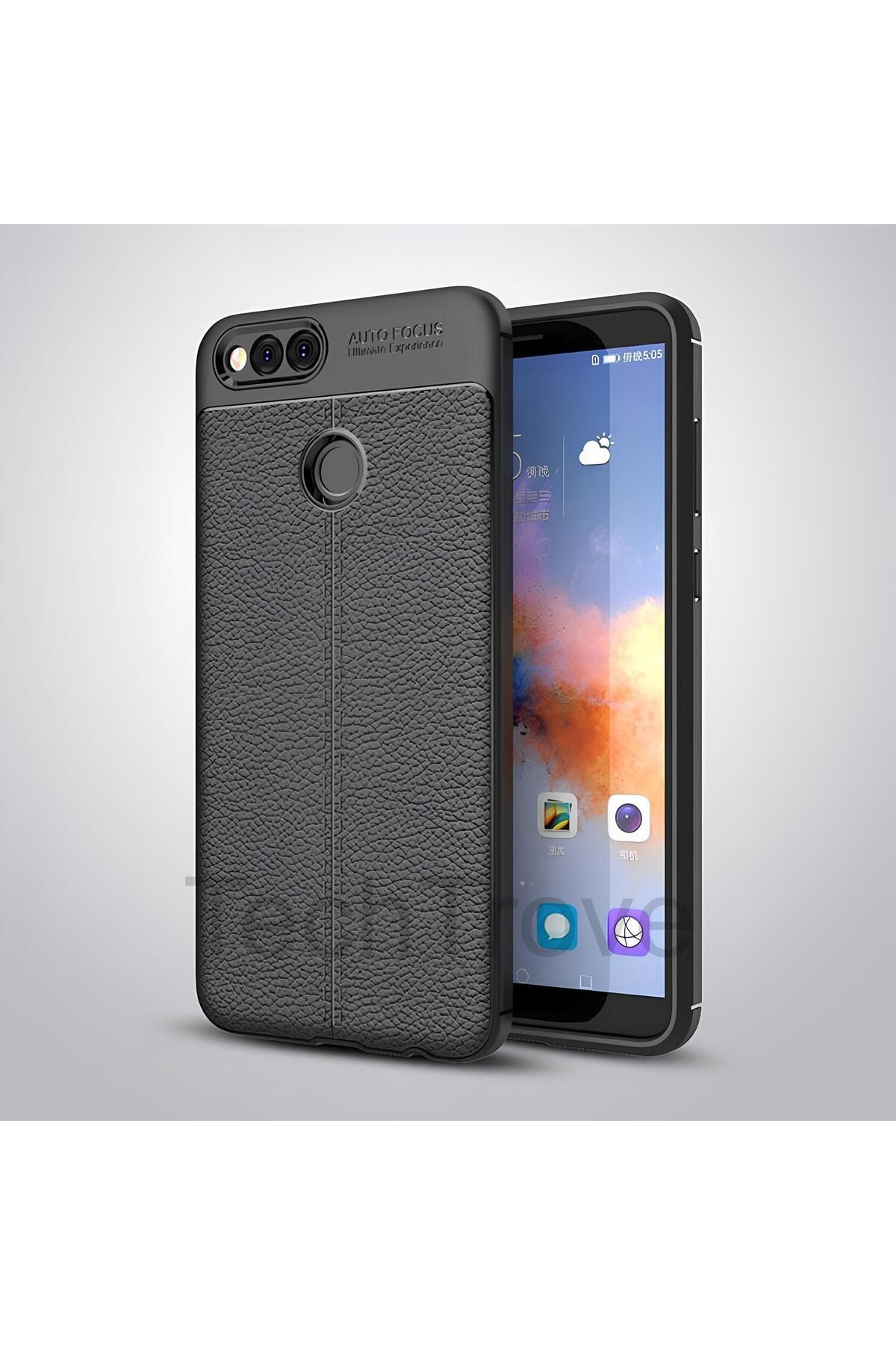 TechTrove Huawei Honor 7X Kılıf Deri Extra Korumalı Slikon Kapak