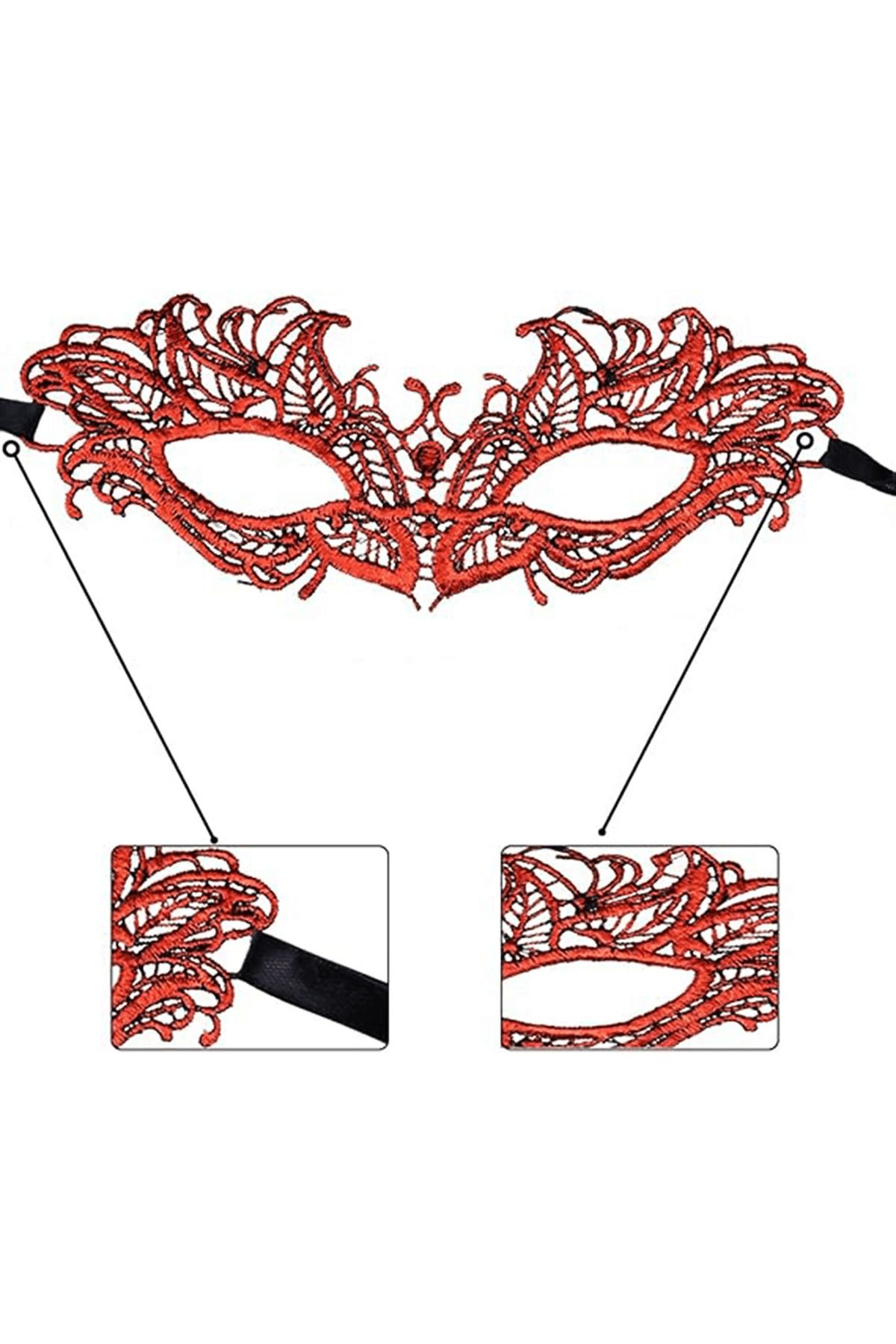 HobiDünyasıElif Kırmızı Dantel Masquerade Maskesi 5 No - Lisinya