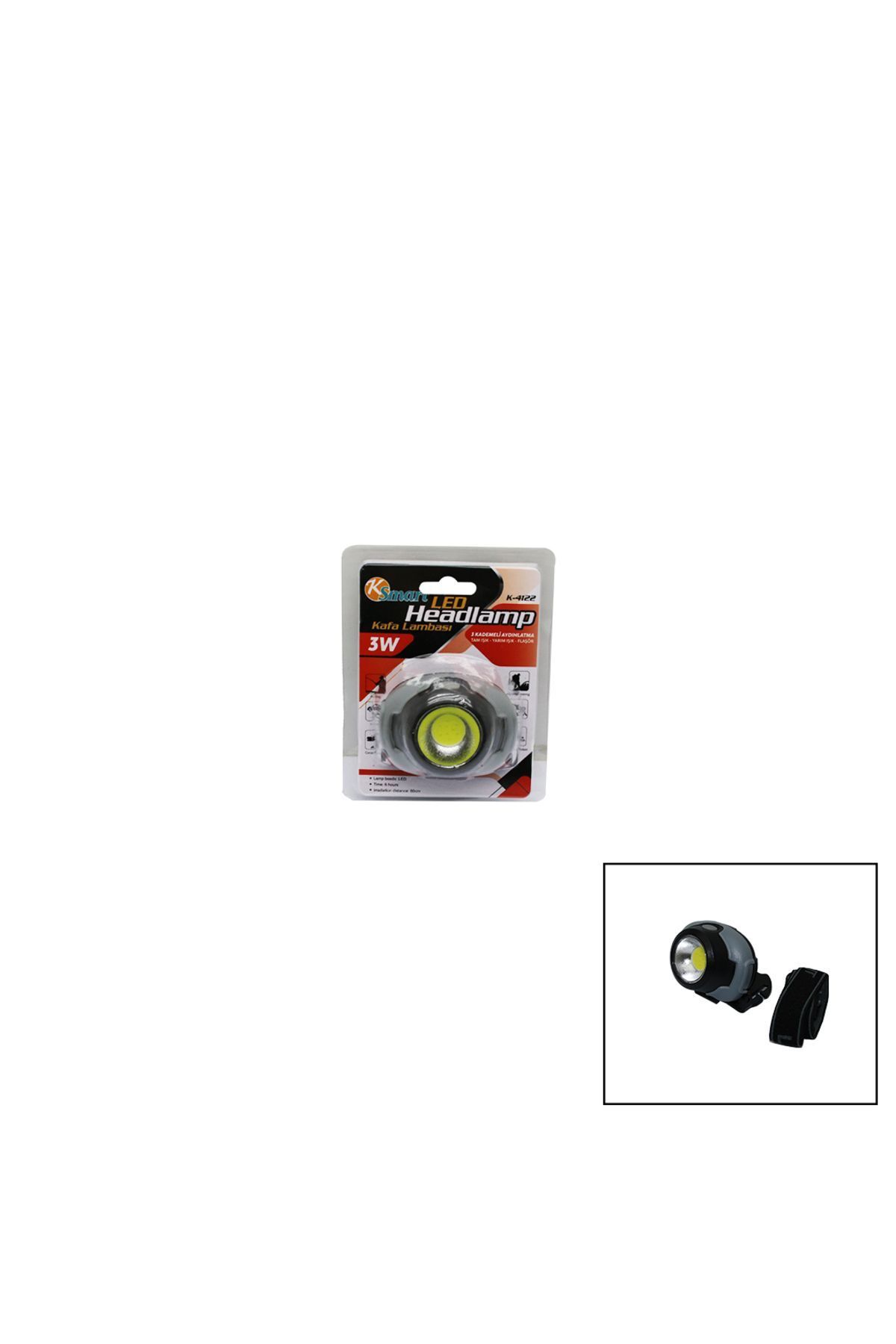 gizmurstore 3W LED PİLLİ OVAL KAFA LAMBASI FENER 3 KADEMELİ (4767) - GMS7762-1609