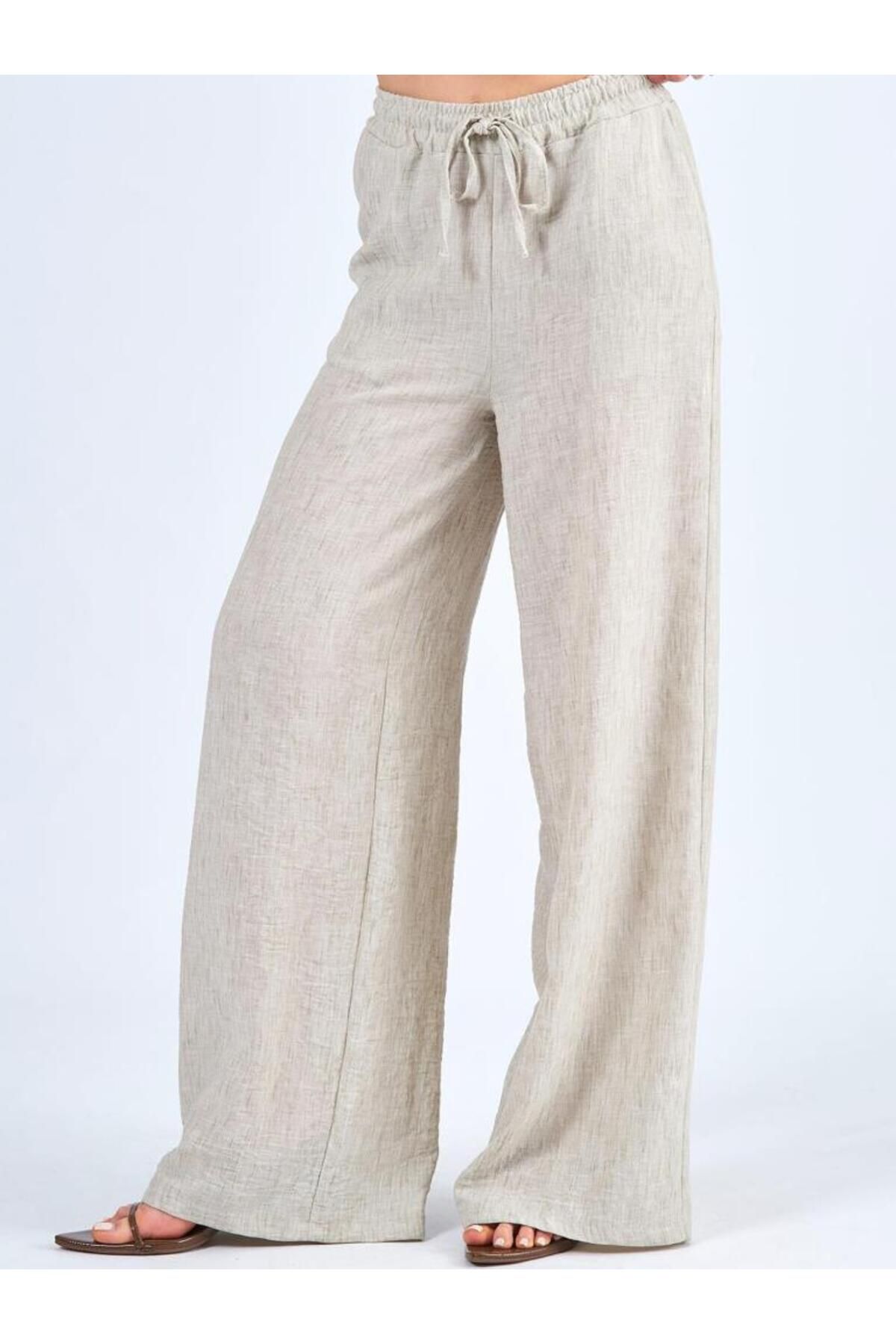 Lefon Kadın Beli Lastikli Regular Fit Pantolon 031464