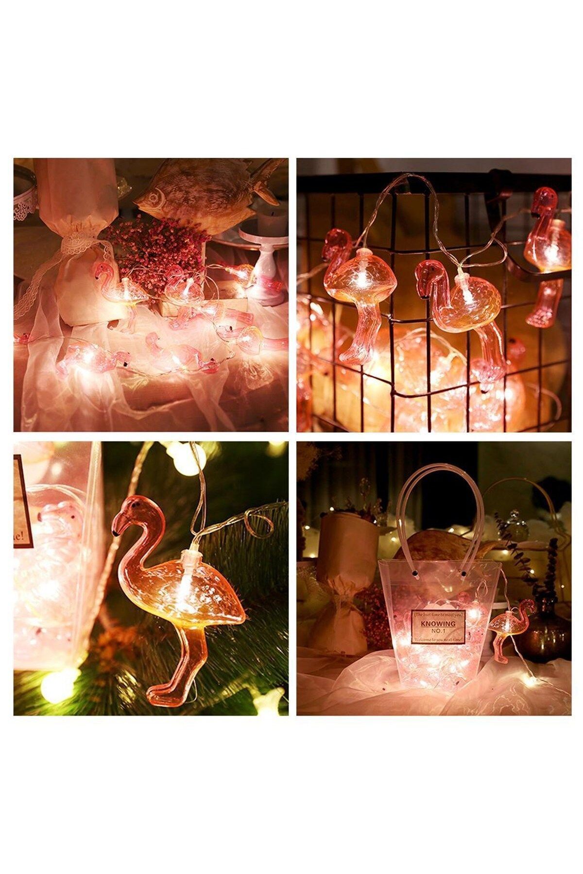 gizmurstore 10&aposlu Pilli Led Flamingo Dekoratif Işık Zinciri Aydınlatma 15 Mt (4767) - GMS3849-7225